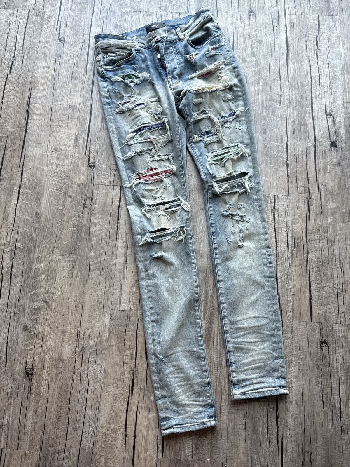 Amiri Amiri MX1 Multi-Color Bandana Jeans–Size 30–Light Wash Size US 30 / EU 46 - 1 Thumbnail