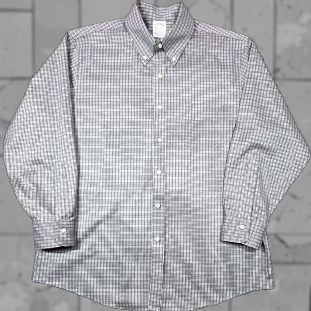 Brooks Brothers Brooks Brothers Button-Up Oxford Shirt Sz 16.5-32 Regent Gray Plaid Long Sleeve Mens Regular Slim Blue/Gray Oxford 1818 OCBD Modern Office Size US M / EU 48-50 / 2 - 1 Thumbnail