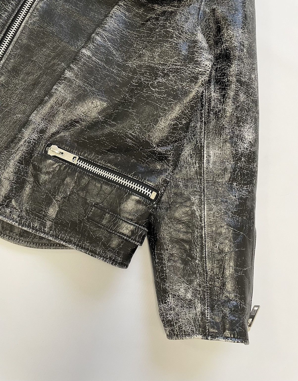 Undercover Shearling Collar Cracked Leather Jacket Size US M / EU 48-50 / 2 - 8 Thumbnail