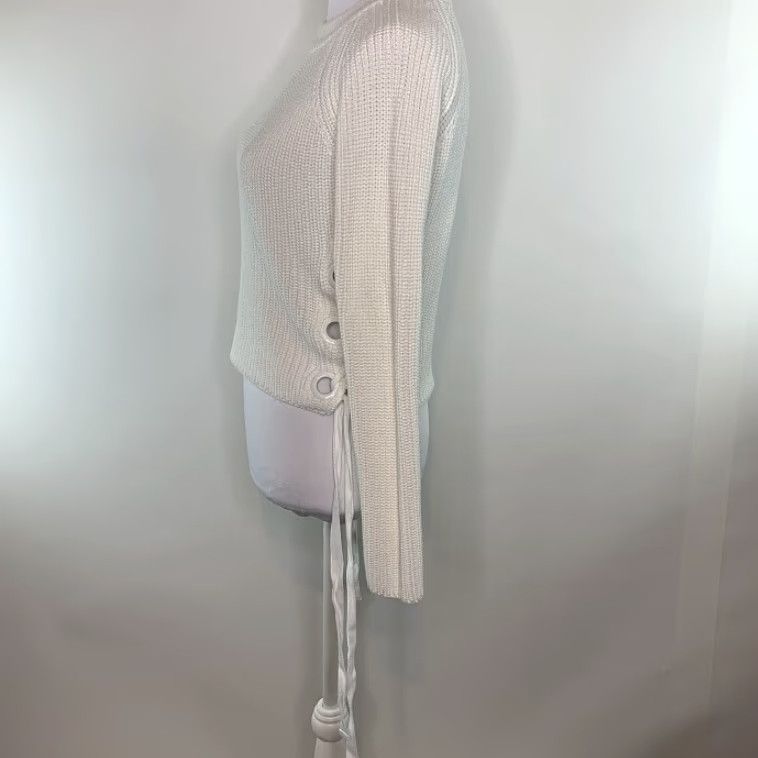 Both BLUE BLUSH Womens Size S Top Pullover Sweater Crew Neck Both Side Tie Crop White Size S / US 4 / IT 40 - 5 Thumbnail