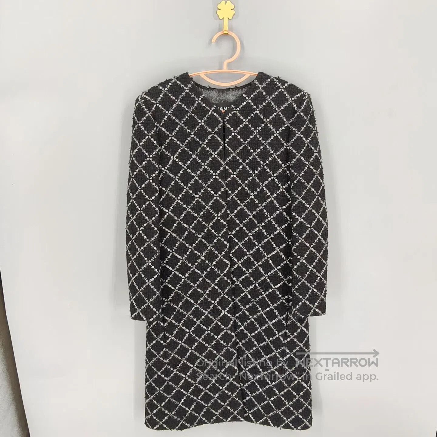 Chanel Chanel Black and White Checkered Tweed Long Coat| Size XS / US 0-2 / IT 36-38 - 1 Thumbnail