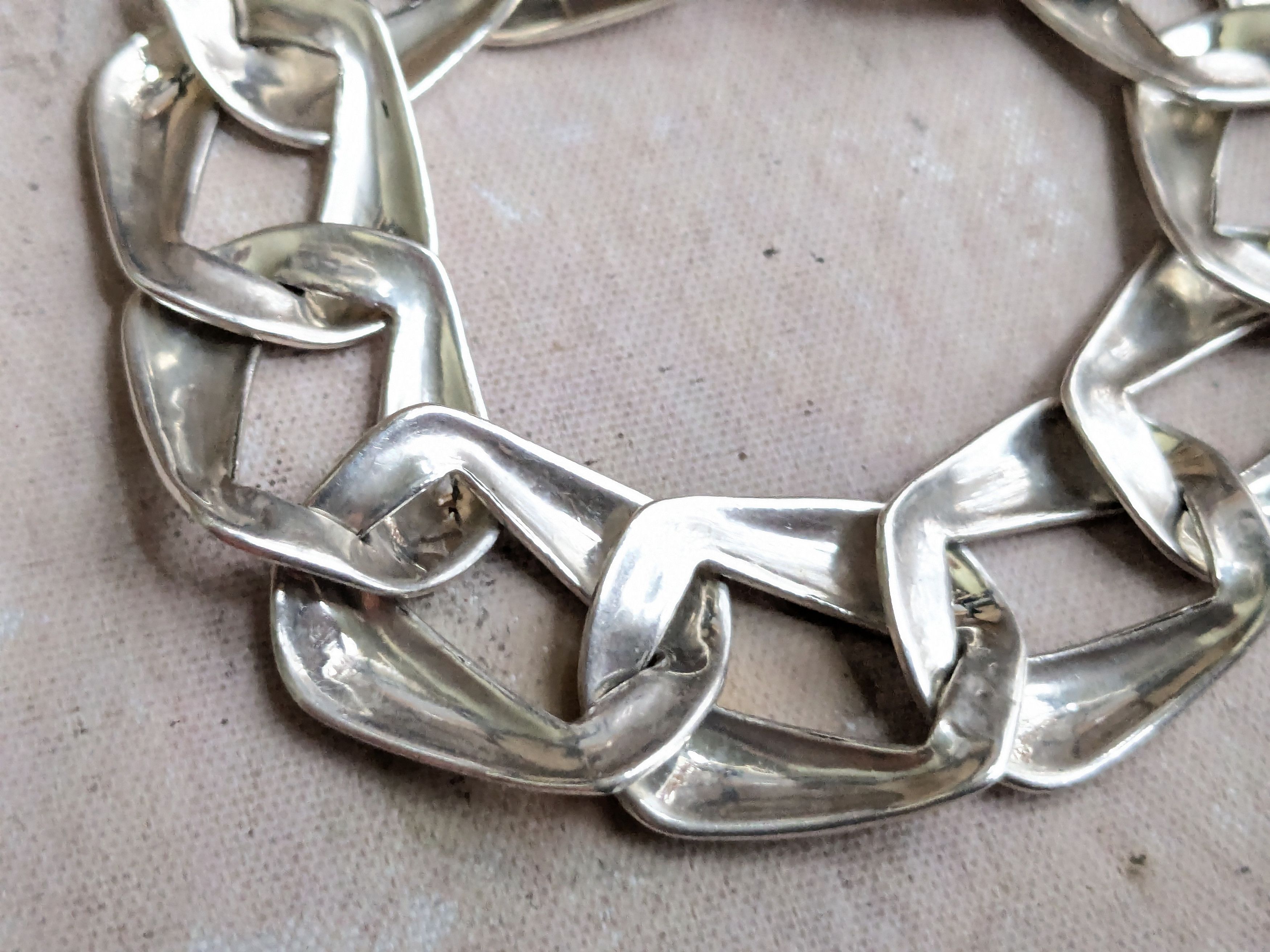 Jewelry Vintage Sterling Silver Bracelet Cuban Curb 7.75 Mexico Size ONE SIZE - 9 Thumbnail