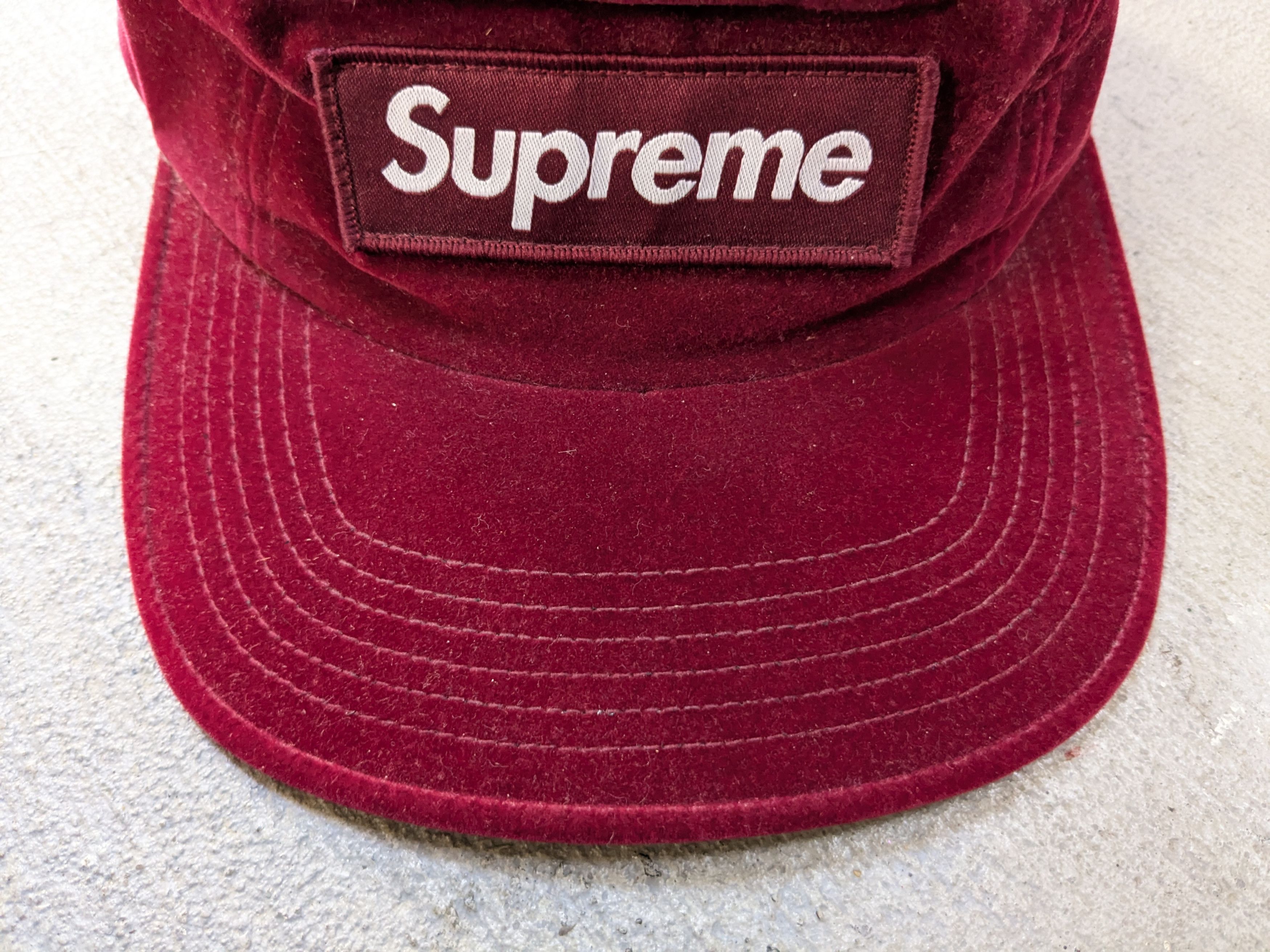 Supreme Supreme Velour Camp Cap 5 Panel Maroon Burgundy SS16 Size ONE SIZE - 4 Thumbnail