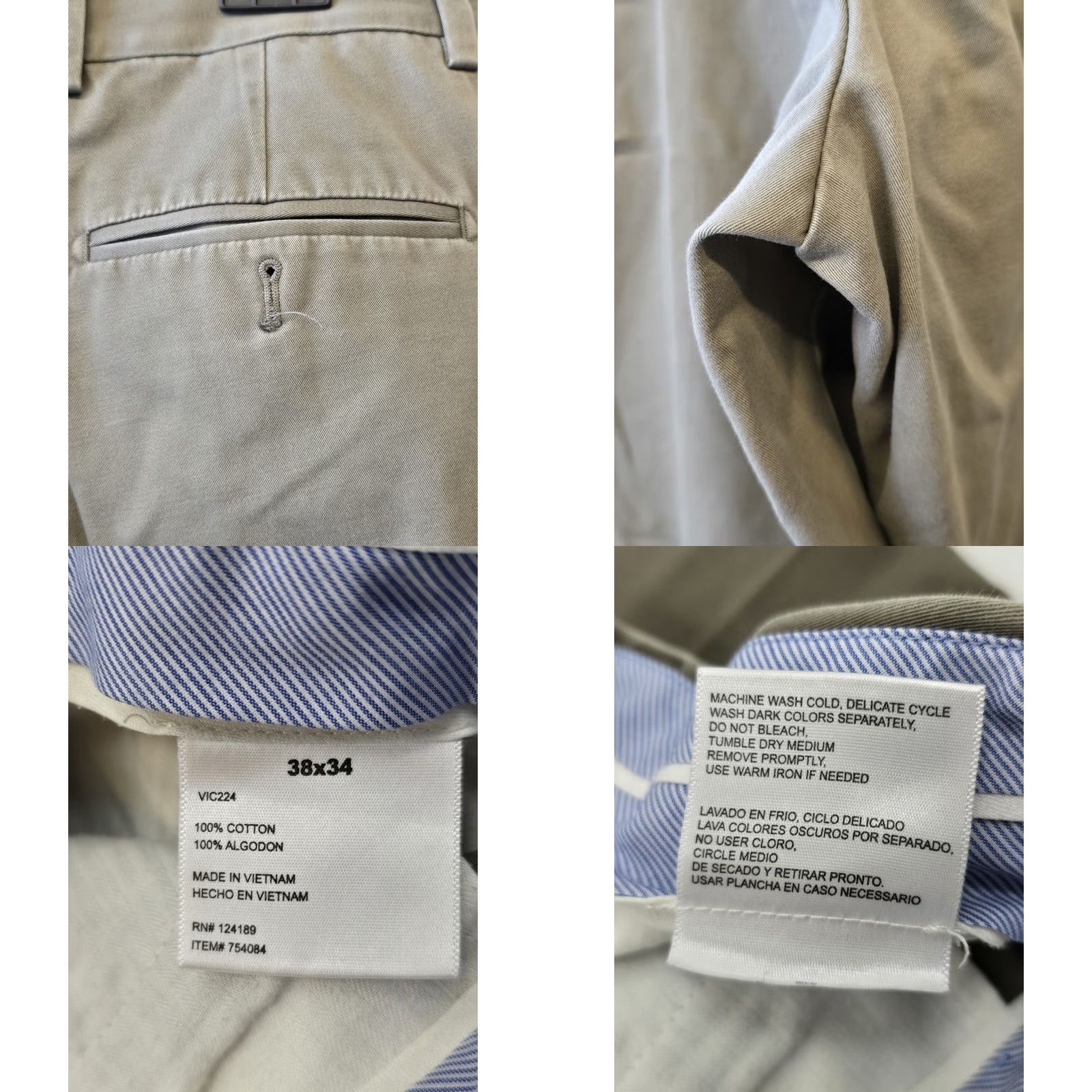 Vintage Kirkland Signature Men’s Dress Pants - Black Khaki - 38x34 - Flat Front - Cotton - 2 Lot - Regular - Pockets - Size 38x34 - Men Size US 38 / EU 54 - 11 Thumbnail