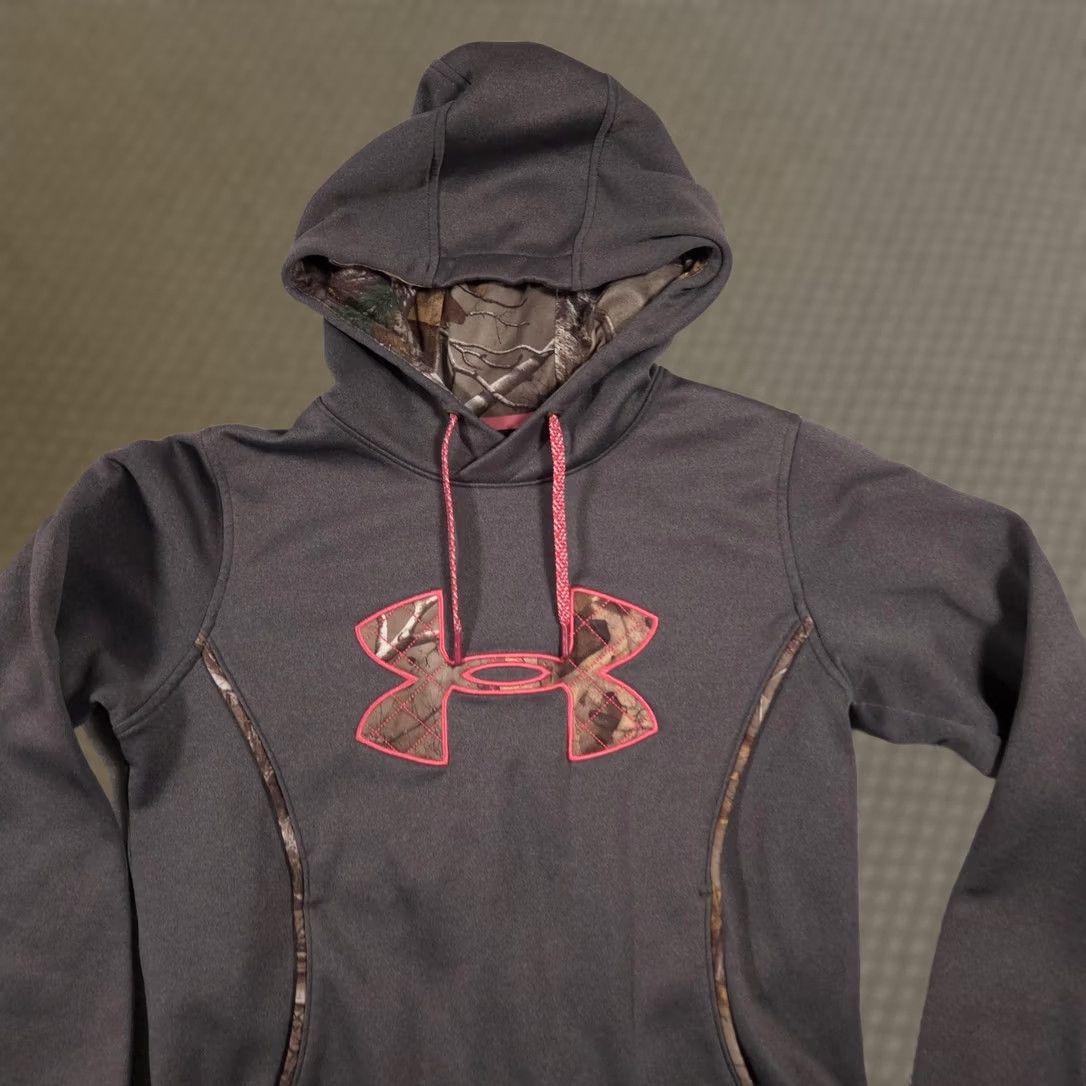 Under Armour Under Armour Hoodie Womens Small Gray UA Storm Camouflage Logo Pullover Sweatshirt Size S / US 4 / IT 40 - 1 Thumbnail