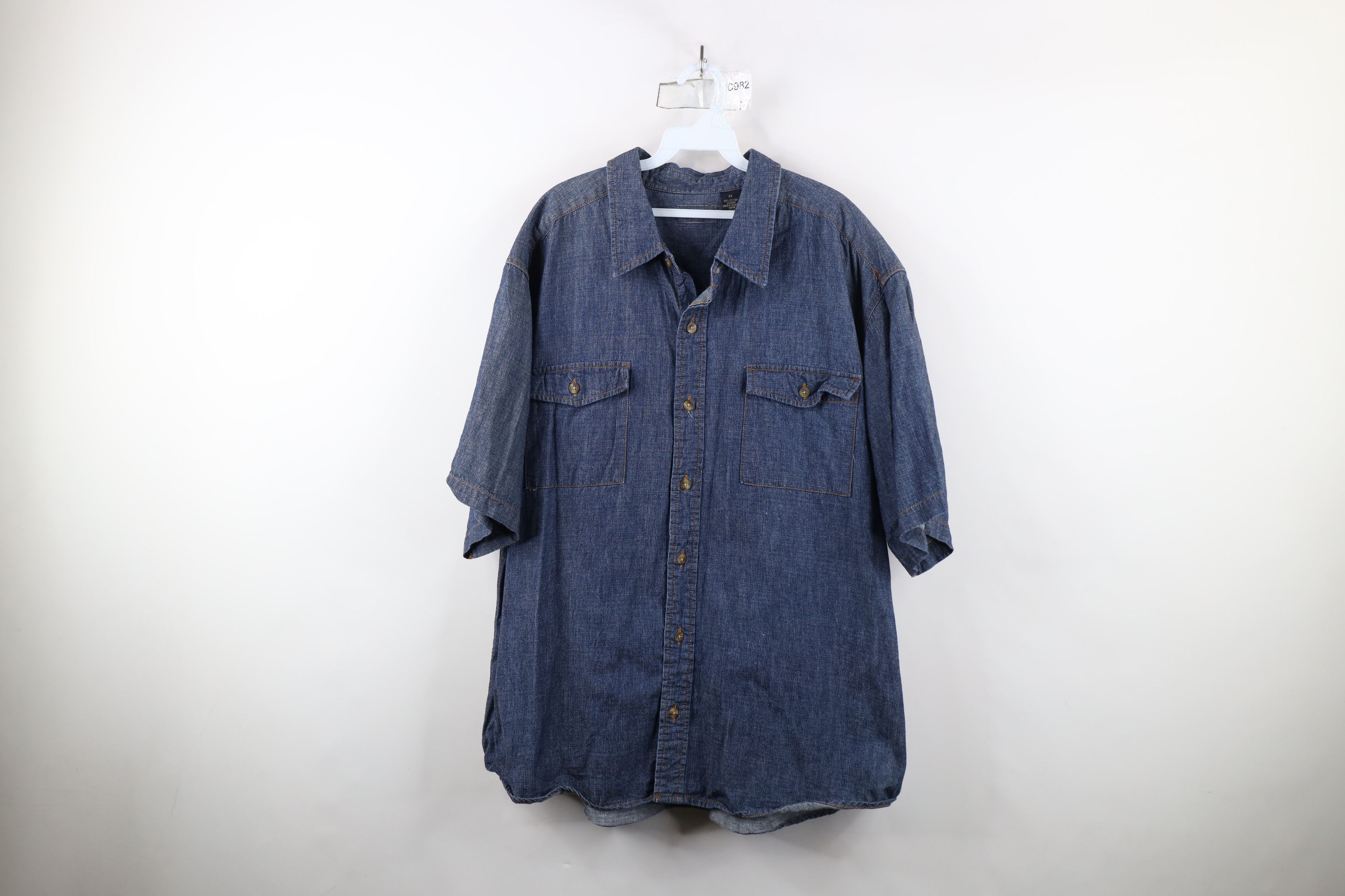 Vintage Vintage 90s Streetwear Chambray Denim Button Shirt Blue Size US XXL / EU 58 / 5 - 1 Thumbnail