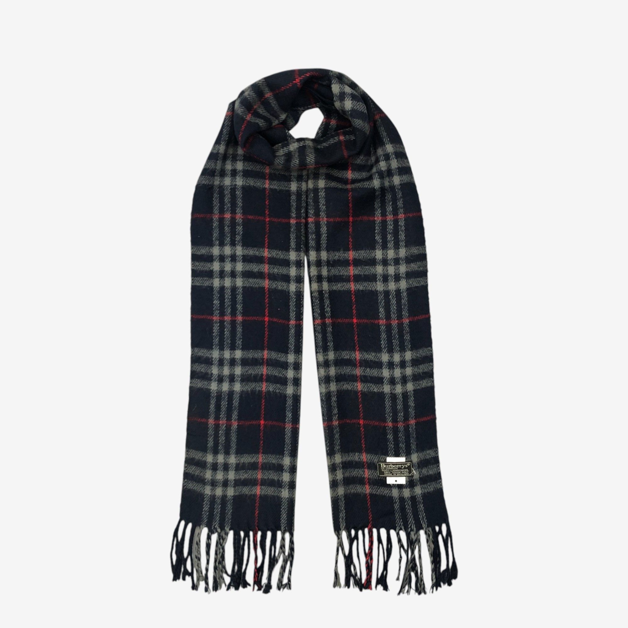 Burberry Vintage Burberry Scarf Muffler Wool Check Fringe Scarves Size ONE SIZE - 1 Thumbnail