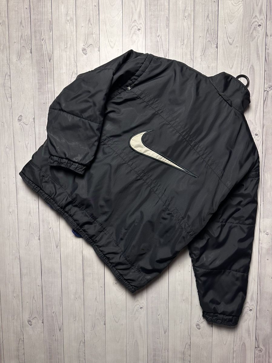 Vintage Vintage Nike big swoosh jacket reversible drill bomber L/XL Size US XL / EU 56 / 4 - 2 Thumbnail