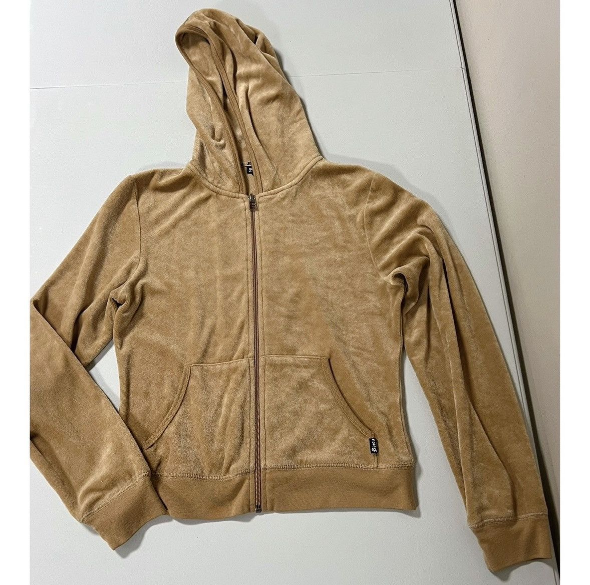 Il Bisonte Bisou Tan Beige Velour Sweatshirt Hoodie Outerwear Size S 🤎✨ Size S / US 4 / IT 40 - 1 Thumbnail