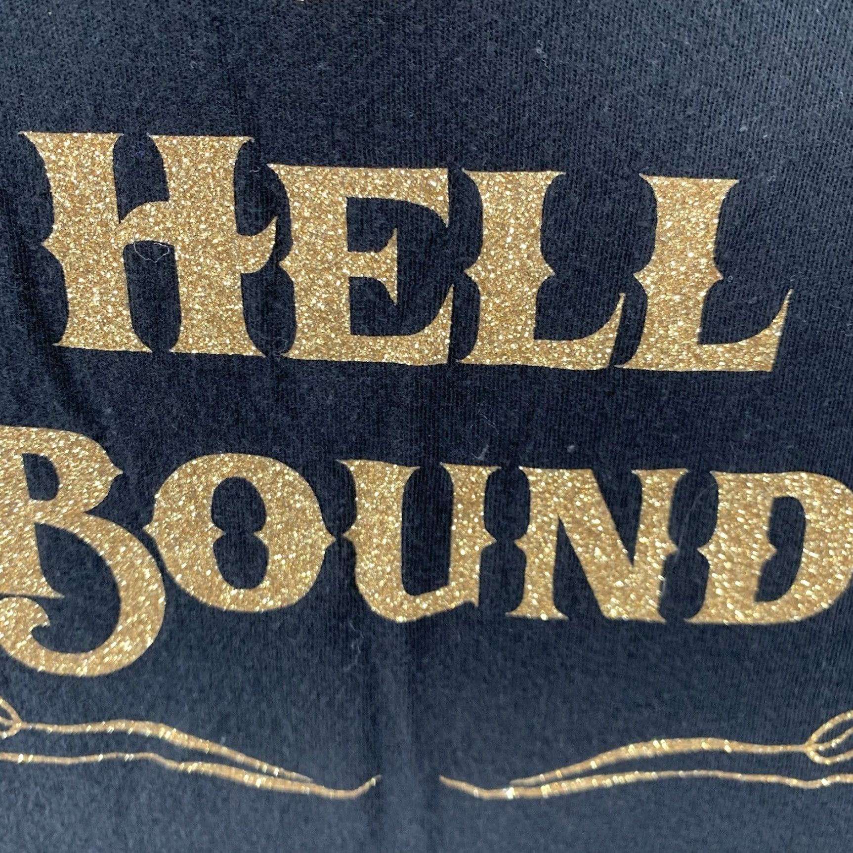 Faded Glory Women's Biker Cowgirl Top Small Glitter Graphic Whiskey Bent & Hell Bound Cotton Size S / US 4 / IT 40 - 6 Thumbnail
