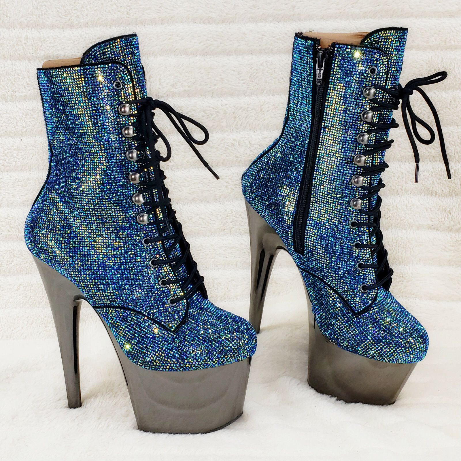 Other Bejeweled 1020CHRS Teal Pewter Rhinestone 7" High Heel Platf Size US 9 / IT 39 - 3 Thumbnail