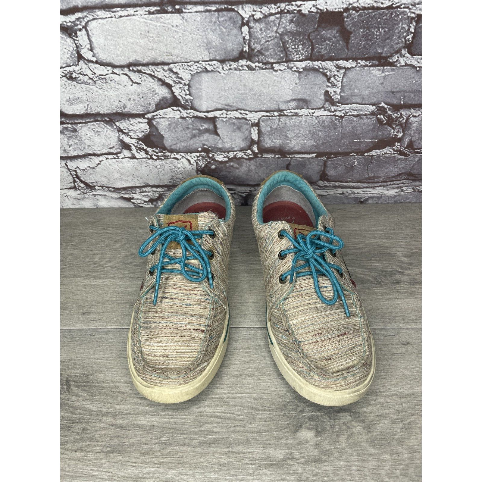 Other Hooey Loper By Twisted X Tan Fabric Western Blue Lace Shoes Size US 6.5 / IT 36.5 - 14 Thumbnail