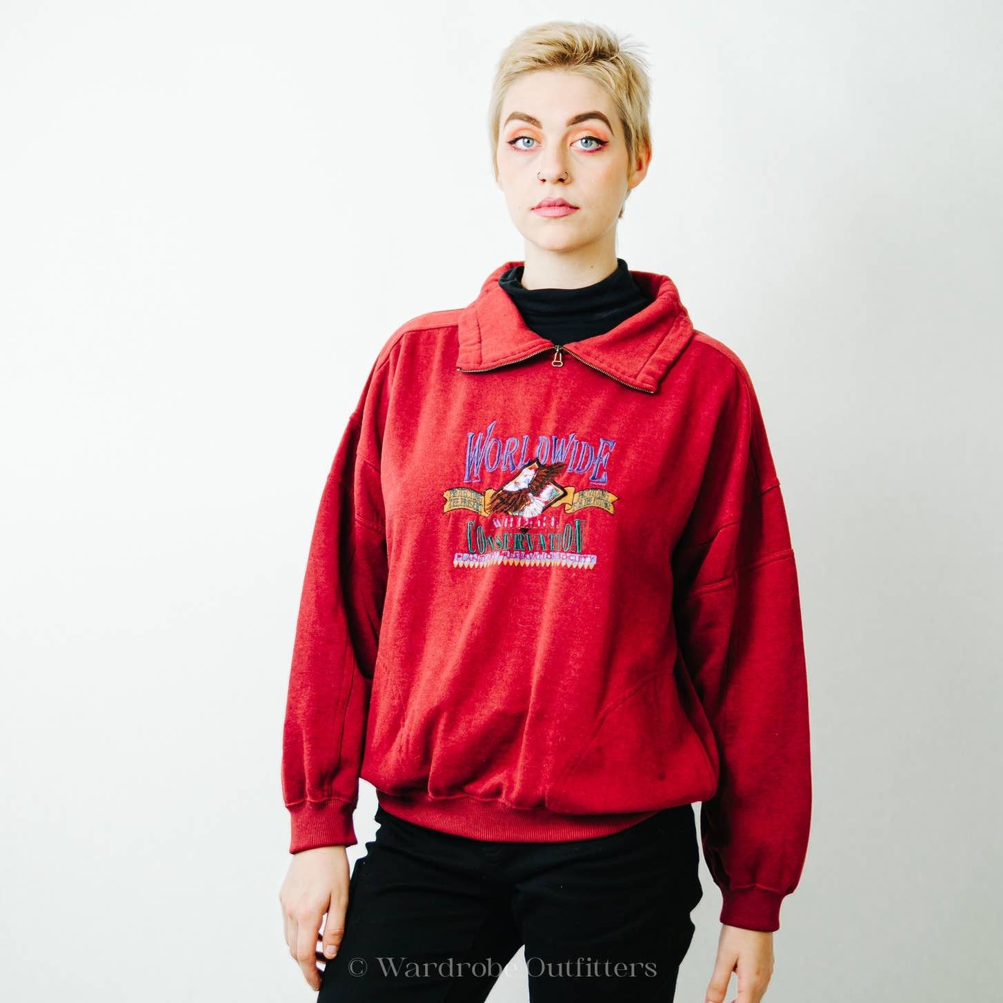 Vintage Vintage 90s Worldwide Consevation Fleece Pullover Sweatshirt Size M / US 6-8 / IT 42-44 - 2 Thumbnail
