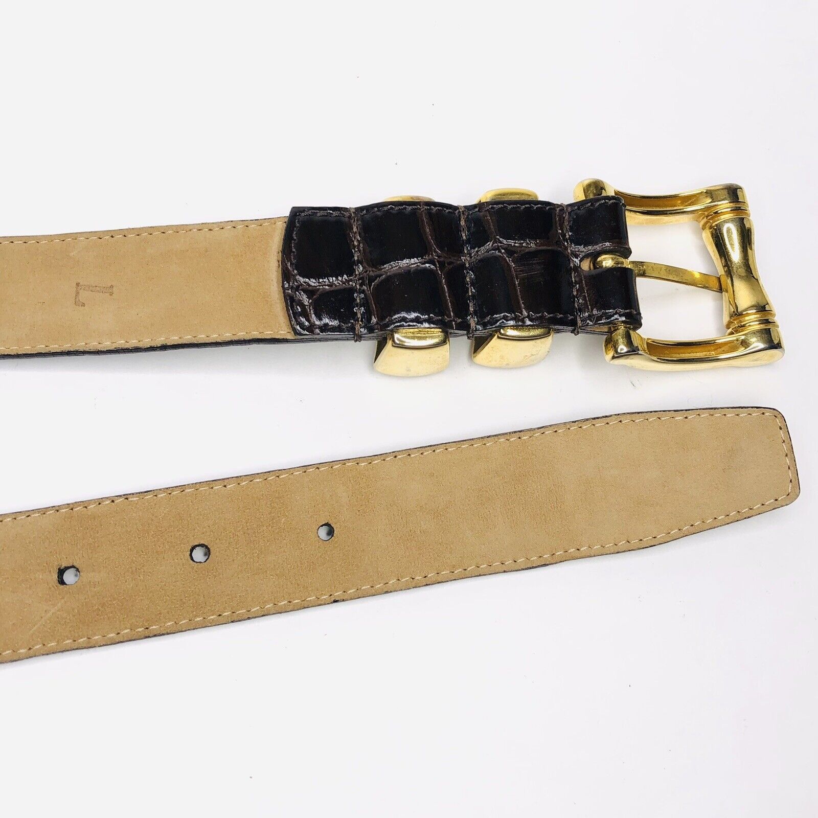 Other Vtg WCM NY CROC Embossed ITALIAN Calfskin Leather Sz L Size ONE SIZE - 4 Thumbnail