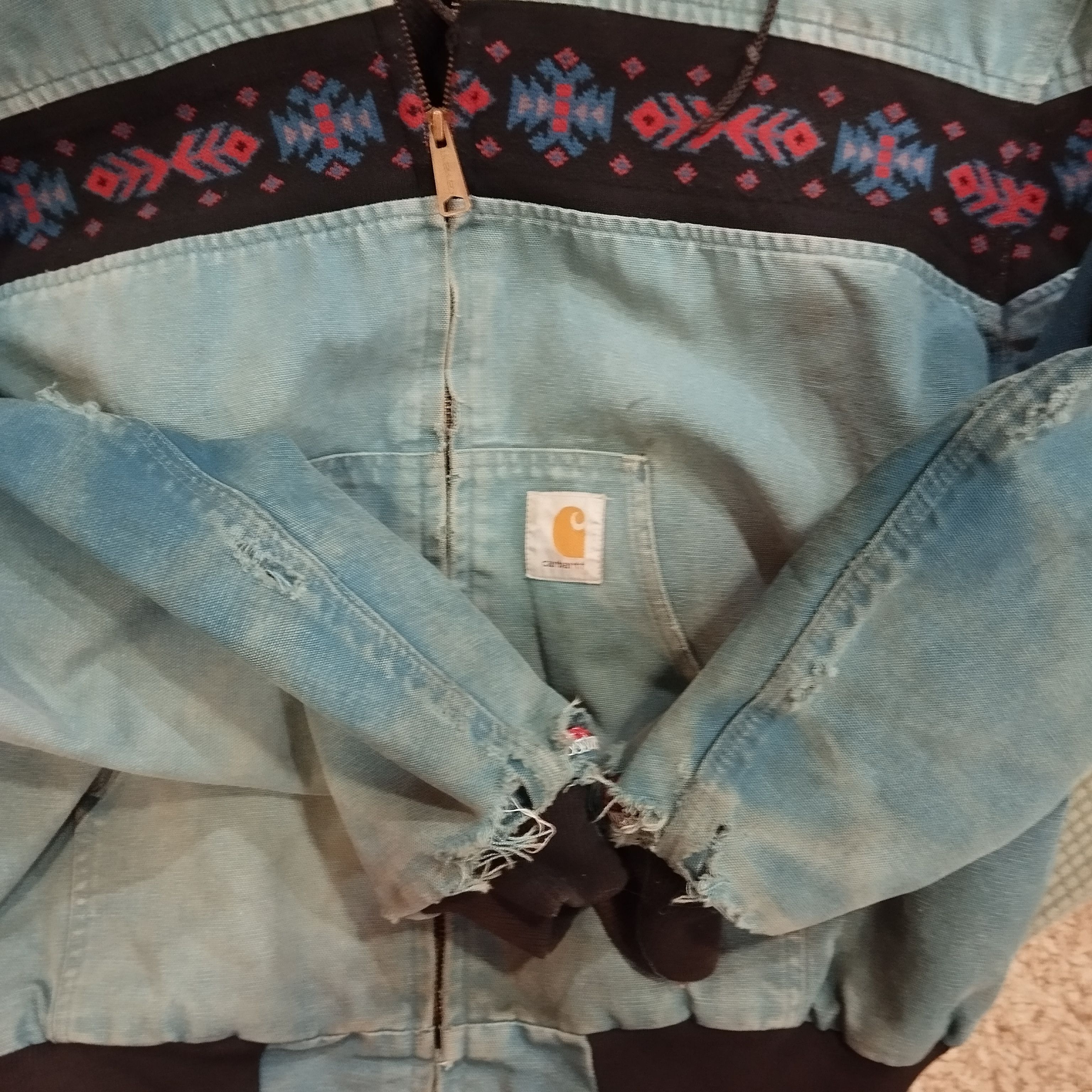 Carhartt Vtg 90s Active Jacket Navajo/ Aztec forest green Size US XXL / EU 58 / 5 - 6 Thumbnail