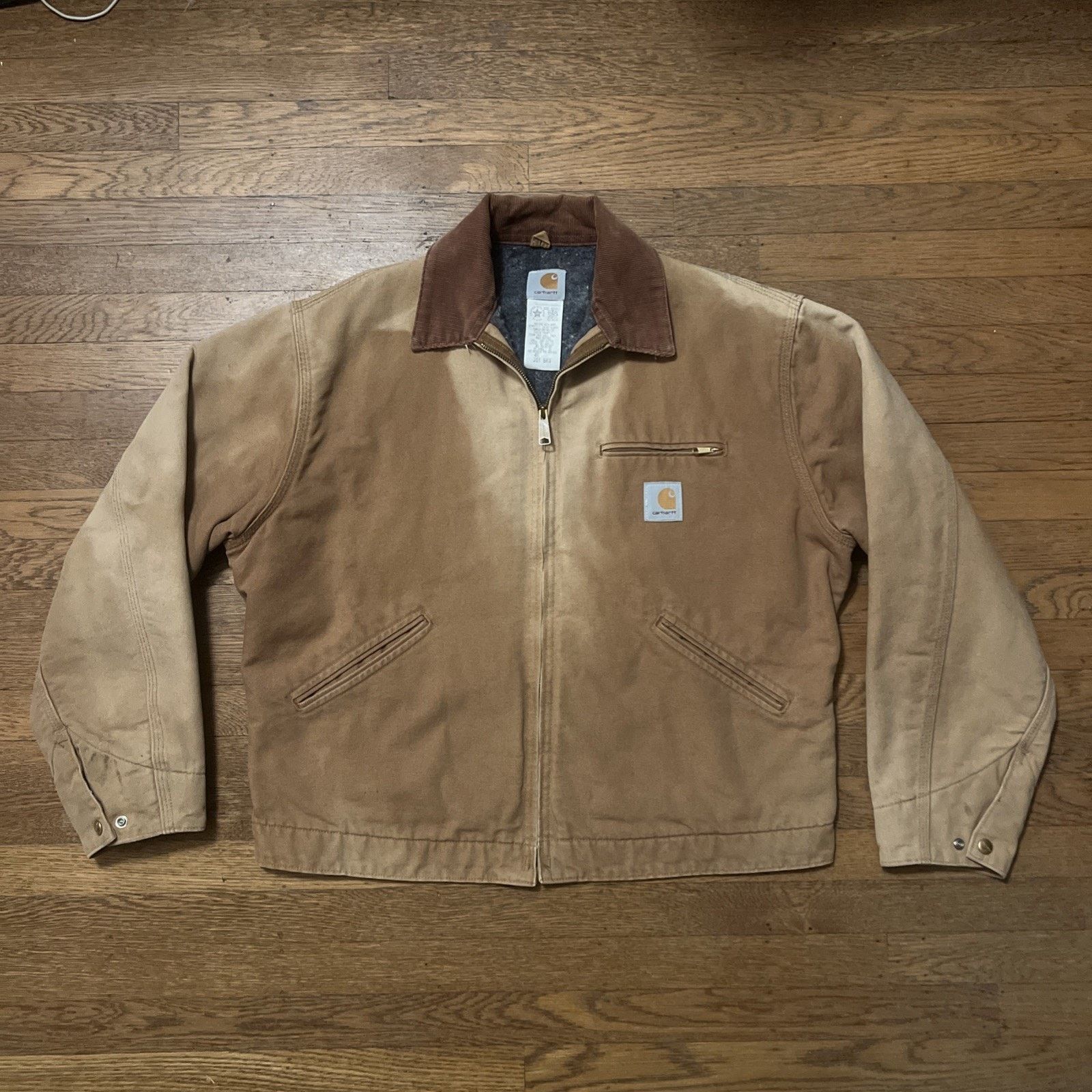 Carhartt Vintage 90s Carhartt J01 Detroit Jacket 46 Distress Faded Size US L / EU 52-54 / 3 - 2 Thumbnail