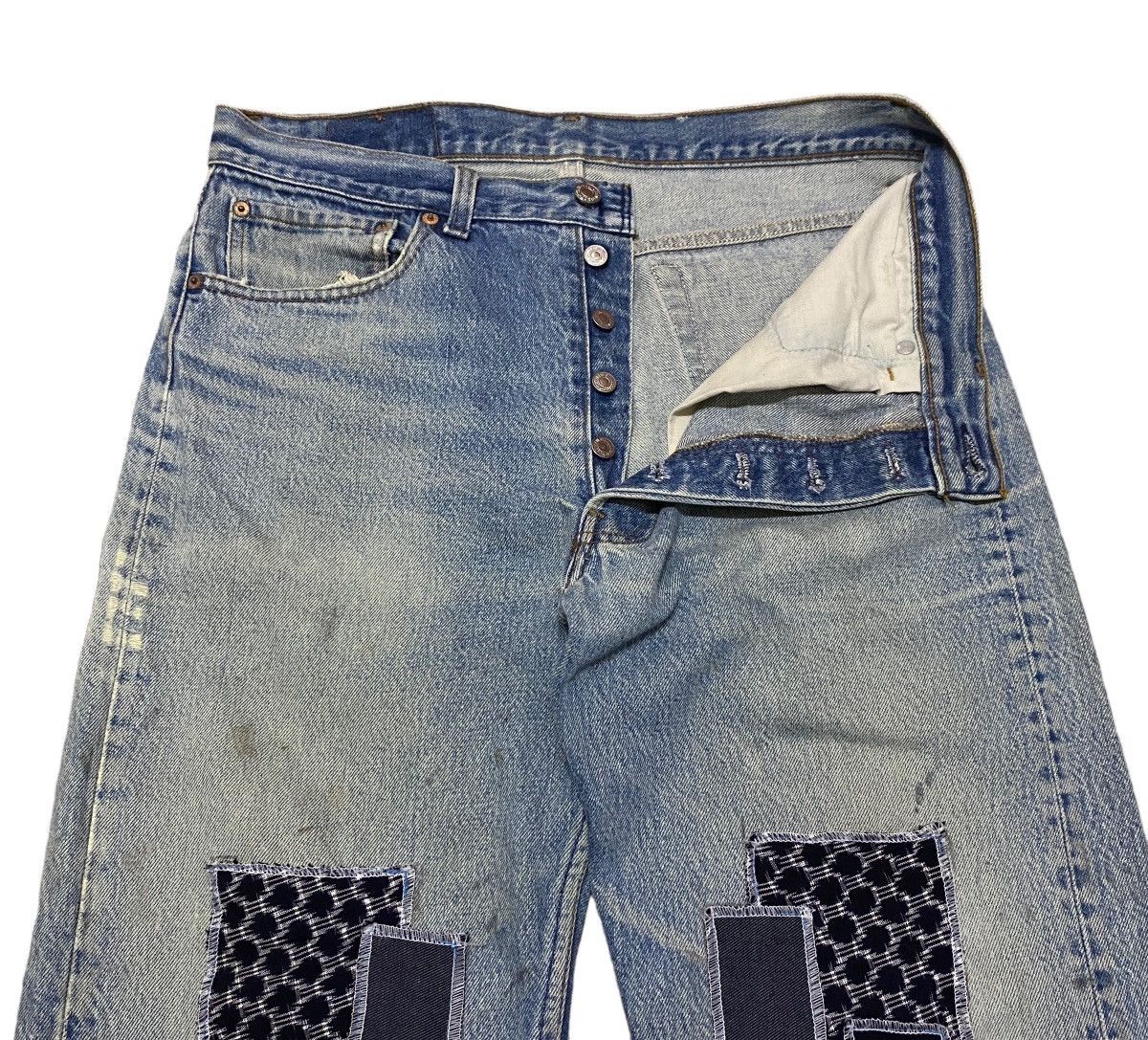 Levi's Vintage Brand Levi’s Made In Usa Patchwork Jeans 1990s Size US 35 - 5 Thumbnail