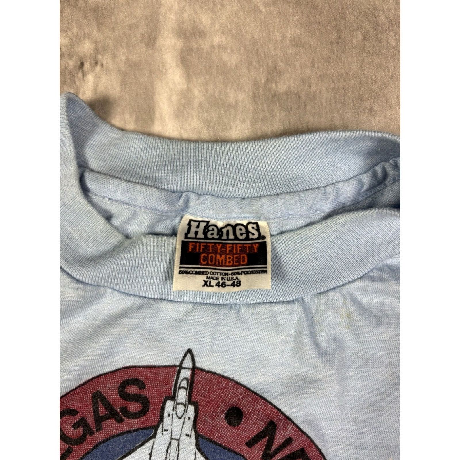 Hanes VINTAGE Hanes Graphic Print T-Shirt XL Blue Crew Neck Short Sleeve USA 80s 90s Size US XL / EU 56 / 4 - 6 Thumbnail
