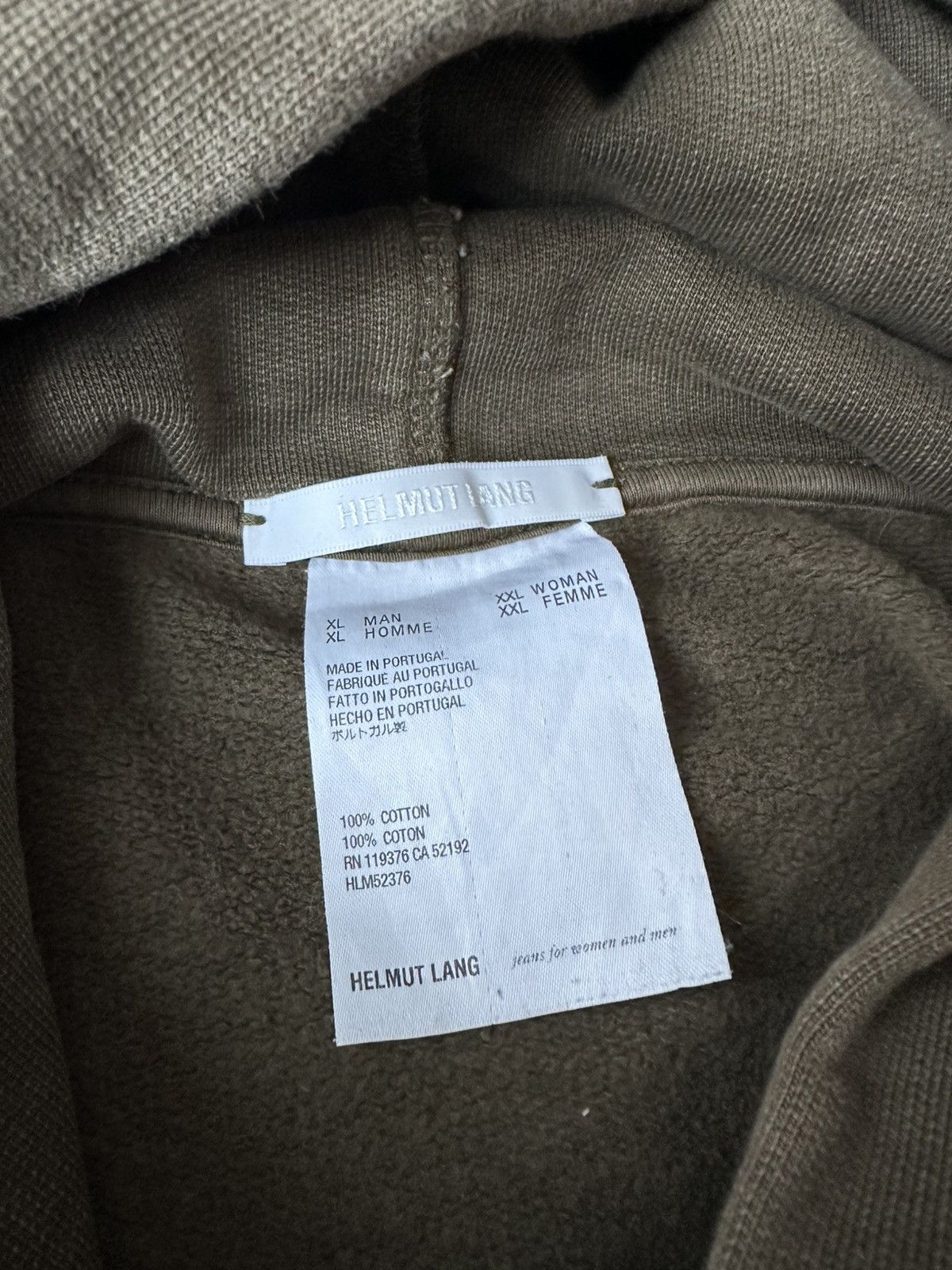 Helmut Lang Helmut Lang Khaki Logo Stripes Hoodie Size US XL / EU 56 / 4 - 6 Thumbnail