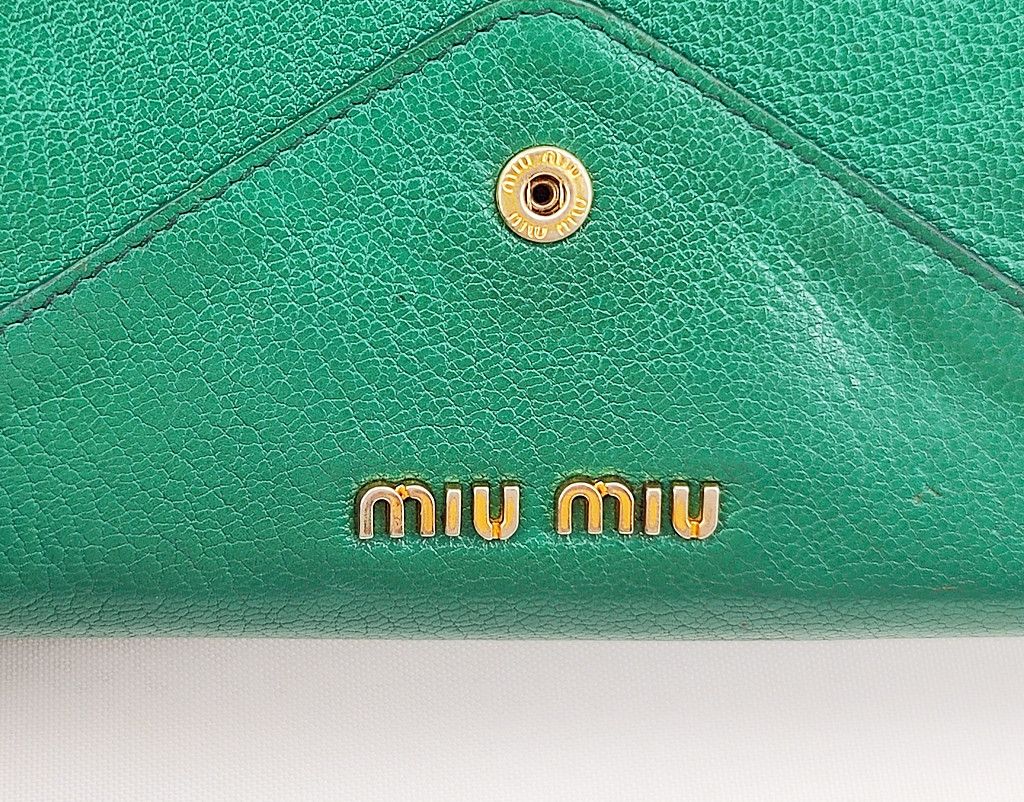 Miu Miu MIU MIU green leather large envelope wallet Size ONE SIZE - 6 Thumbnail