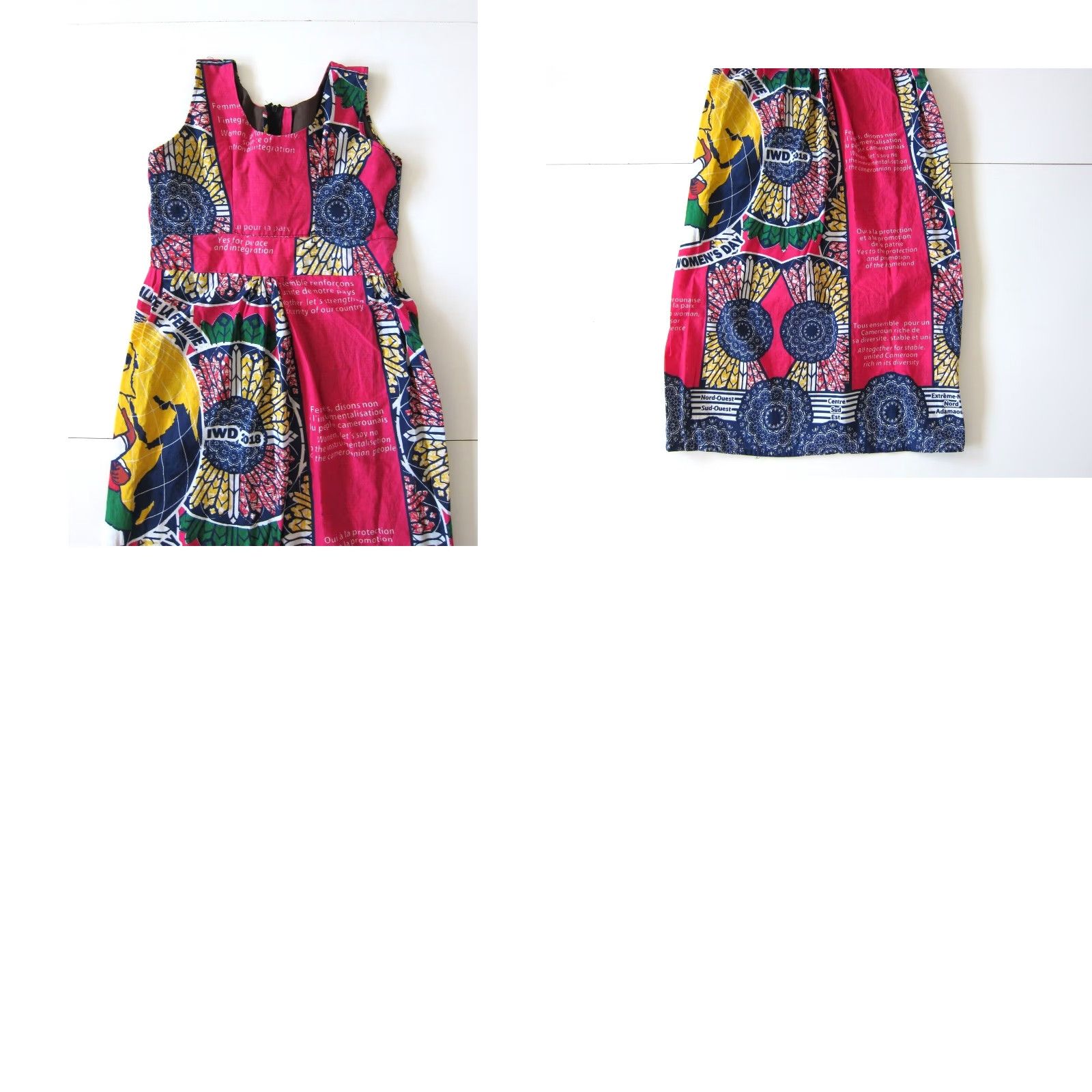 Vintage Handmade Pink Blue Peace International Woman Sleeveless Empire Tank Sun Dress S Size S / US 4 / IT 40 - 8 Thumbnail