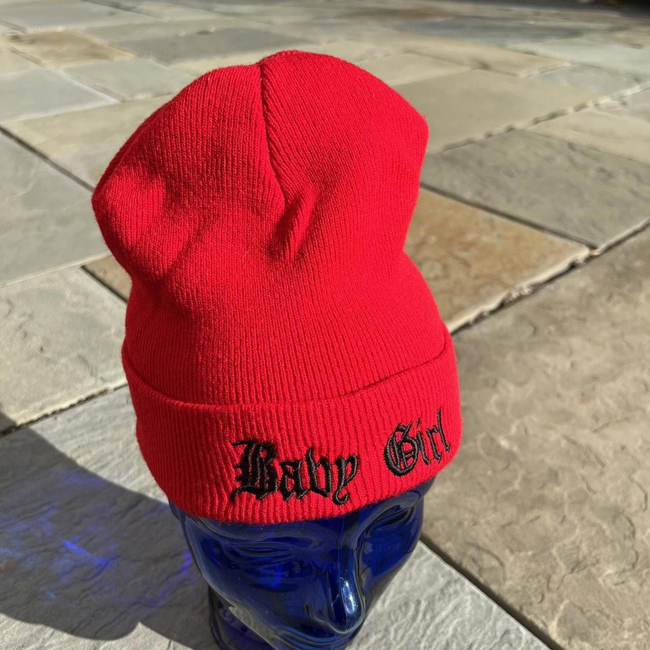 Other Baby Girl Embroidered Red Cuff Beanie Size ONE SIZE - 1 Thumbnail