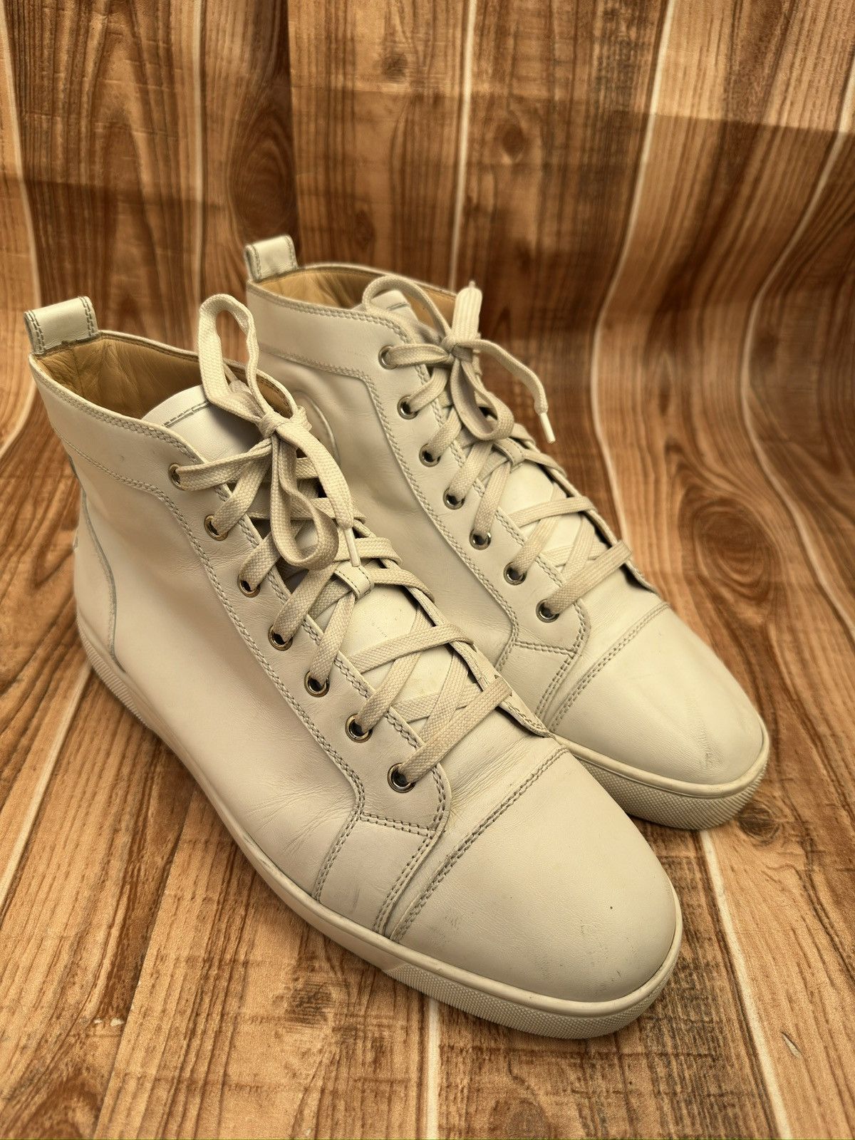 Christian Louboutin Christian Louboutin White High Leather Sneakers Size US 10.5 / EU 43-44 - 8 Thumbnail