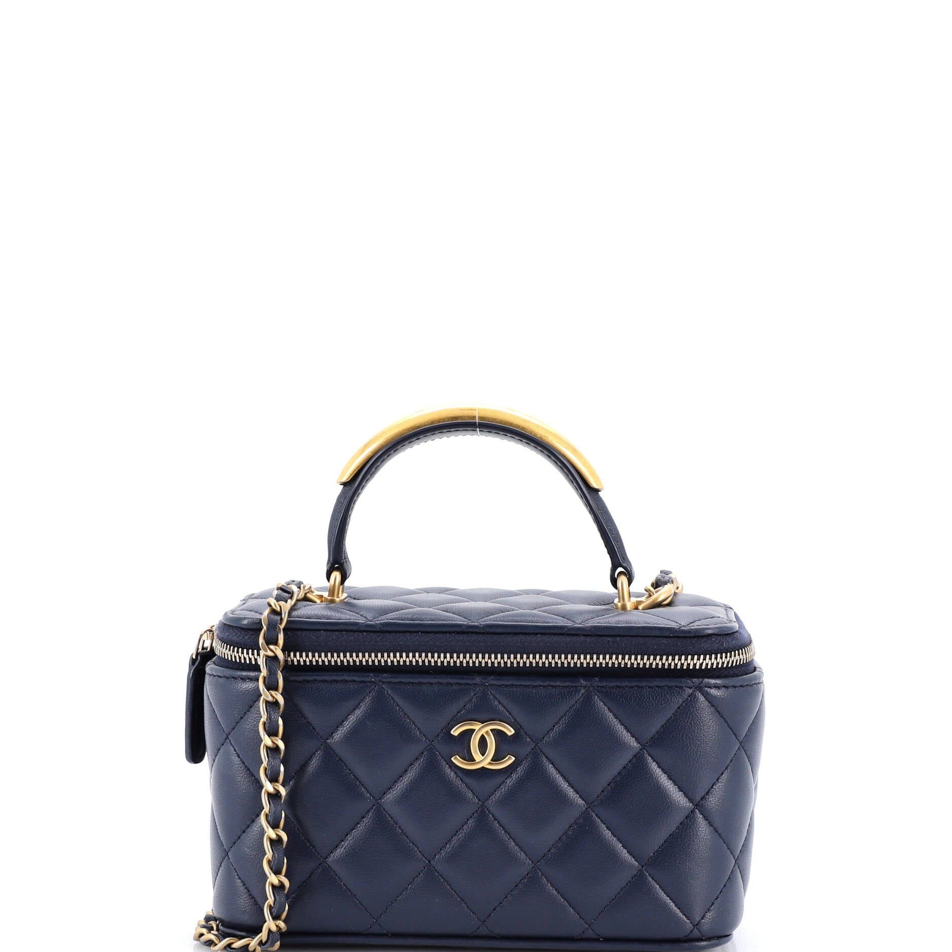 Classic Top Handle Vanity Case with Chain