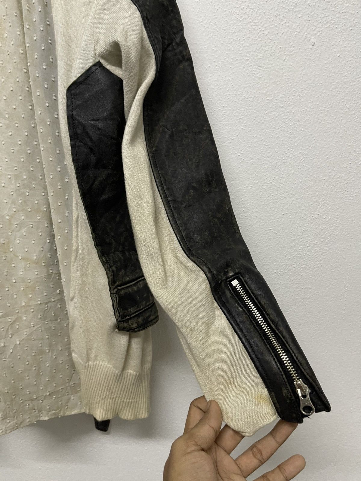 Undercover SS 21 UNDERCOVER LEATHER MIX KNIT RIDERS JACKET RARE Size US S / EU 44-46 / 1 - 24 Thumbnail