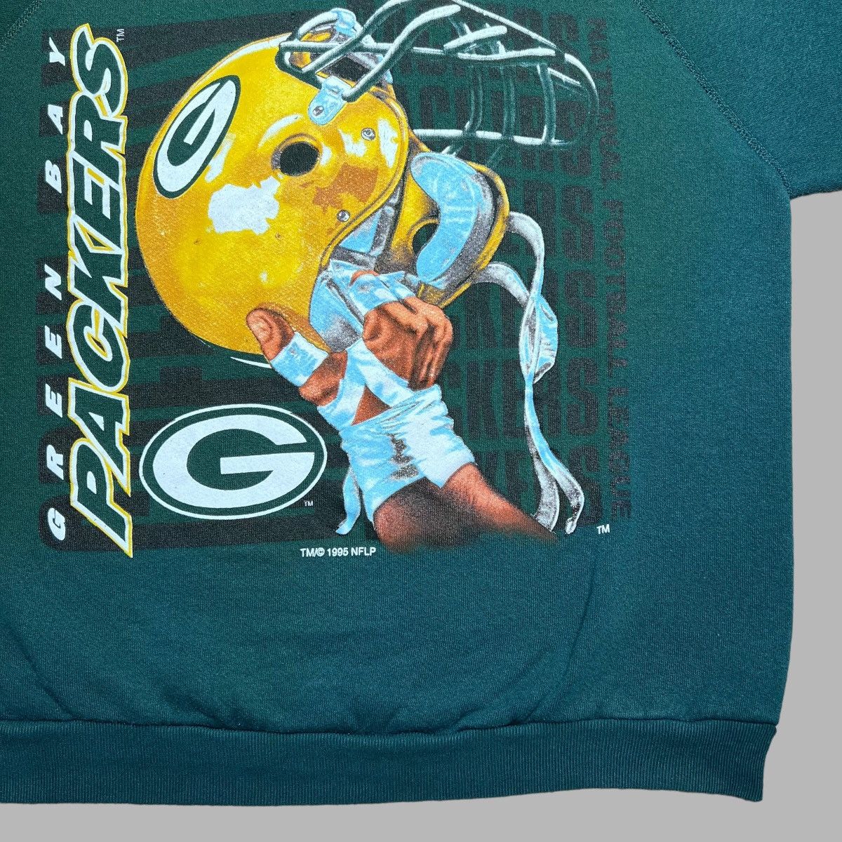 NFL × Vintage Vtg 1995 NFL Green Bay Packers Helmet Spell Out Sweatshirt Size US L / EU 52-54 / 3 - 7 Thumbnail