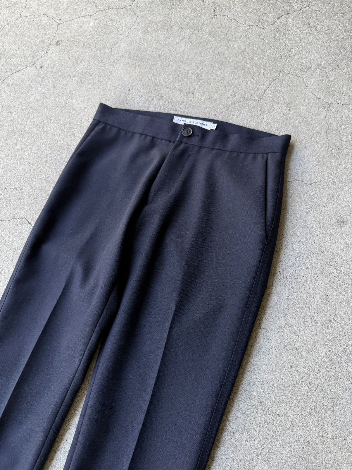 Daniel W. Fletcher DANIEL W. FLETCHER 21AW Dark Navy Wool Slit Trousers Size US 28 / EU 44 - 2 Thumbnail