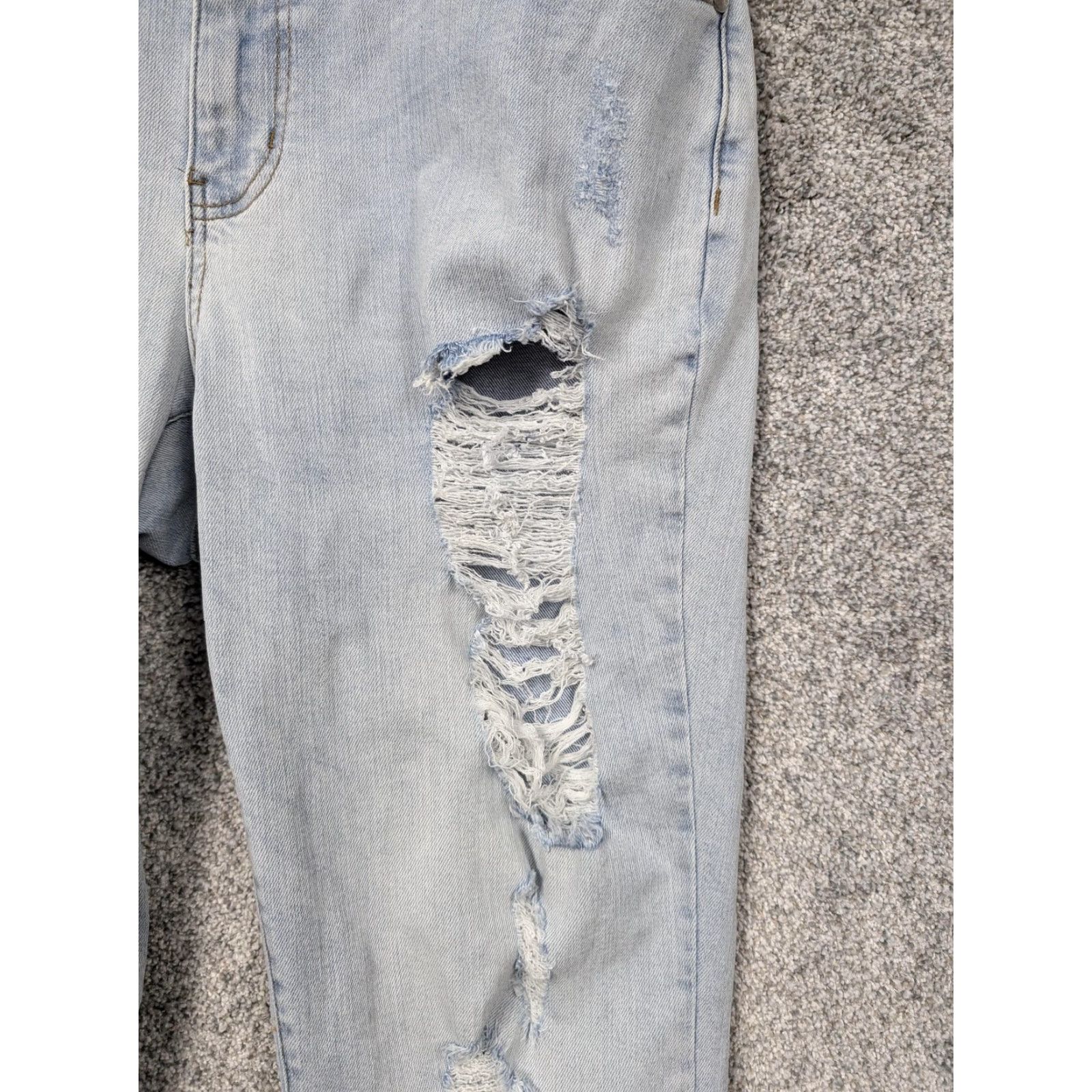 Vintage Judy Blue Jeans Womens 16W 36x28 Distressed High Rise Boyfriend Light Blue Denim Stretch Pocket Zipper Button 5-Pocket Size 38" / US 16 / IT 52 - 5 Thumbnail