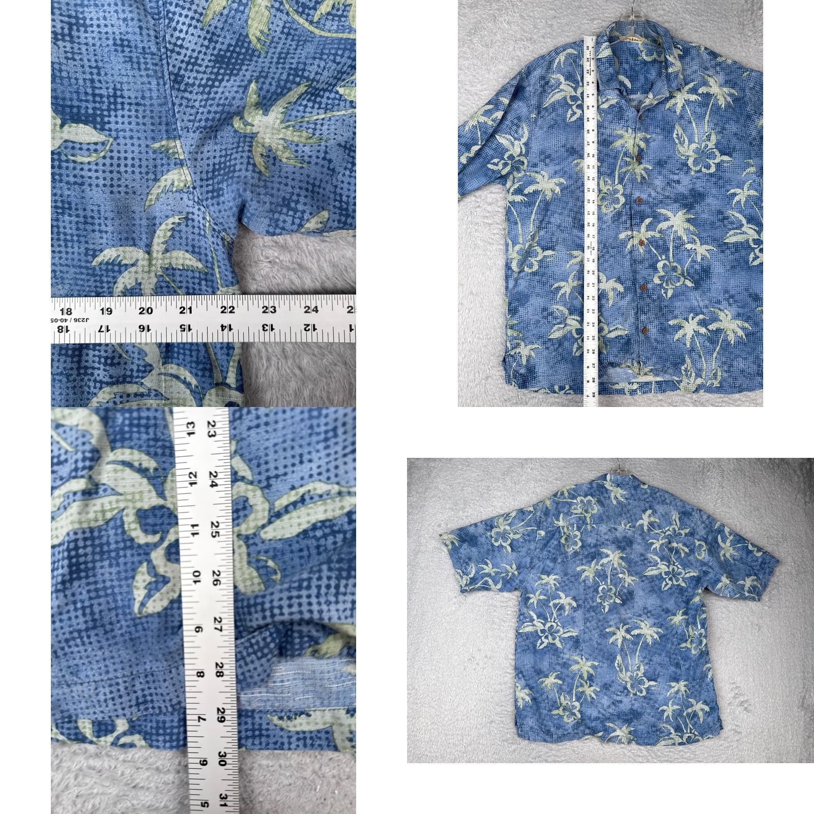Tommy Bahama Tommy Bahama Shirt Men Large Blue Floral Palm Hawaiian 100% Silk Wood Button Up Size US L / EU 52-54 / 3 - 8 Thumbnail