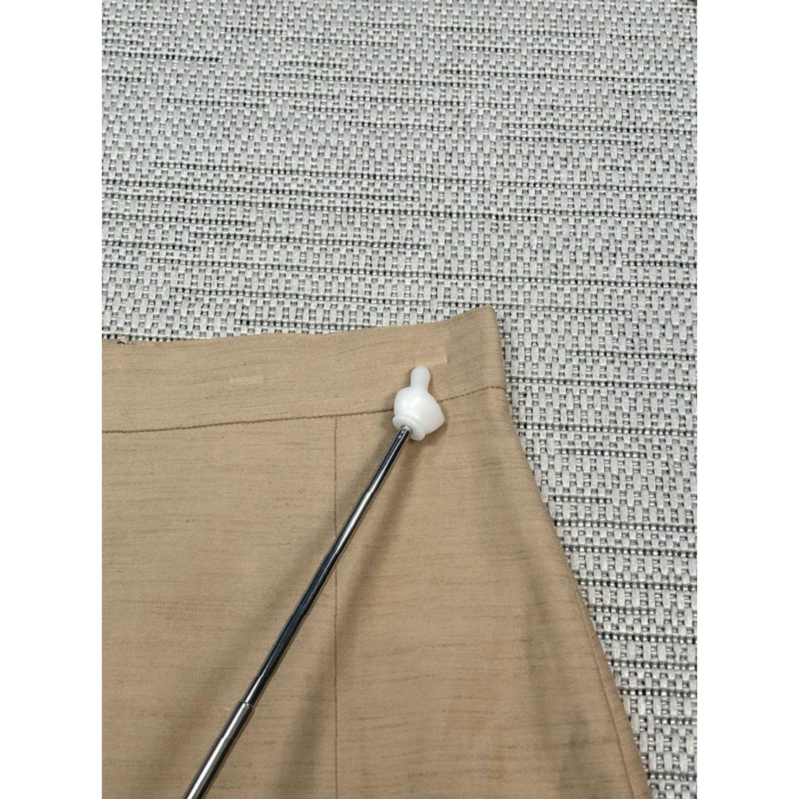Vintage Sezane Pencil Skirt Womens 36 Beige Linen Stretch Front Slit Back Zip Formal Size 25" / US 0 / IT 36 - 6 Thumbnail