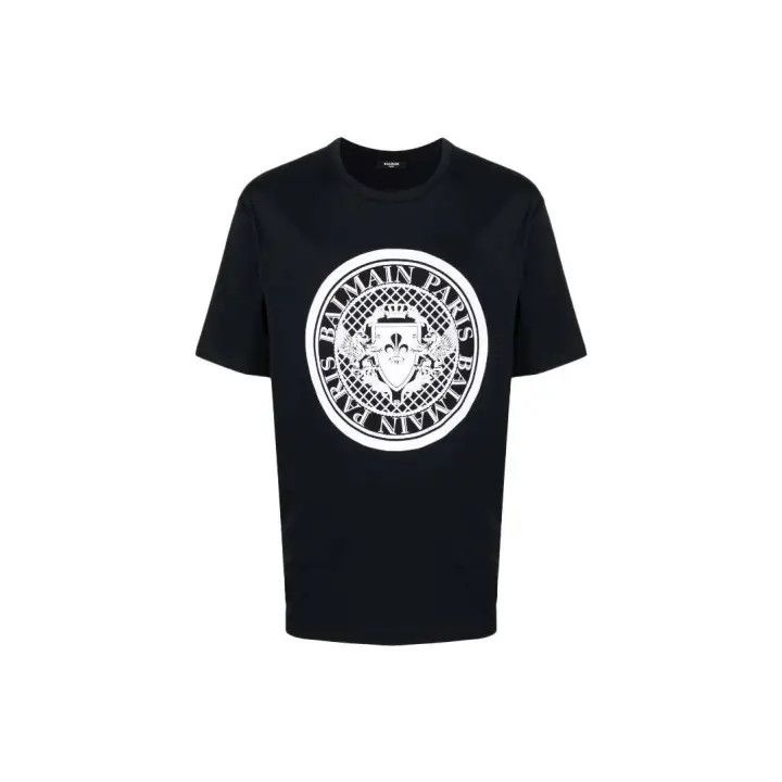 Balmain Balmain Logo Print Black Short Sleeve T-Shirt 0079 Size US M / EU 48-50 / 2 - 1 Thumbnail