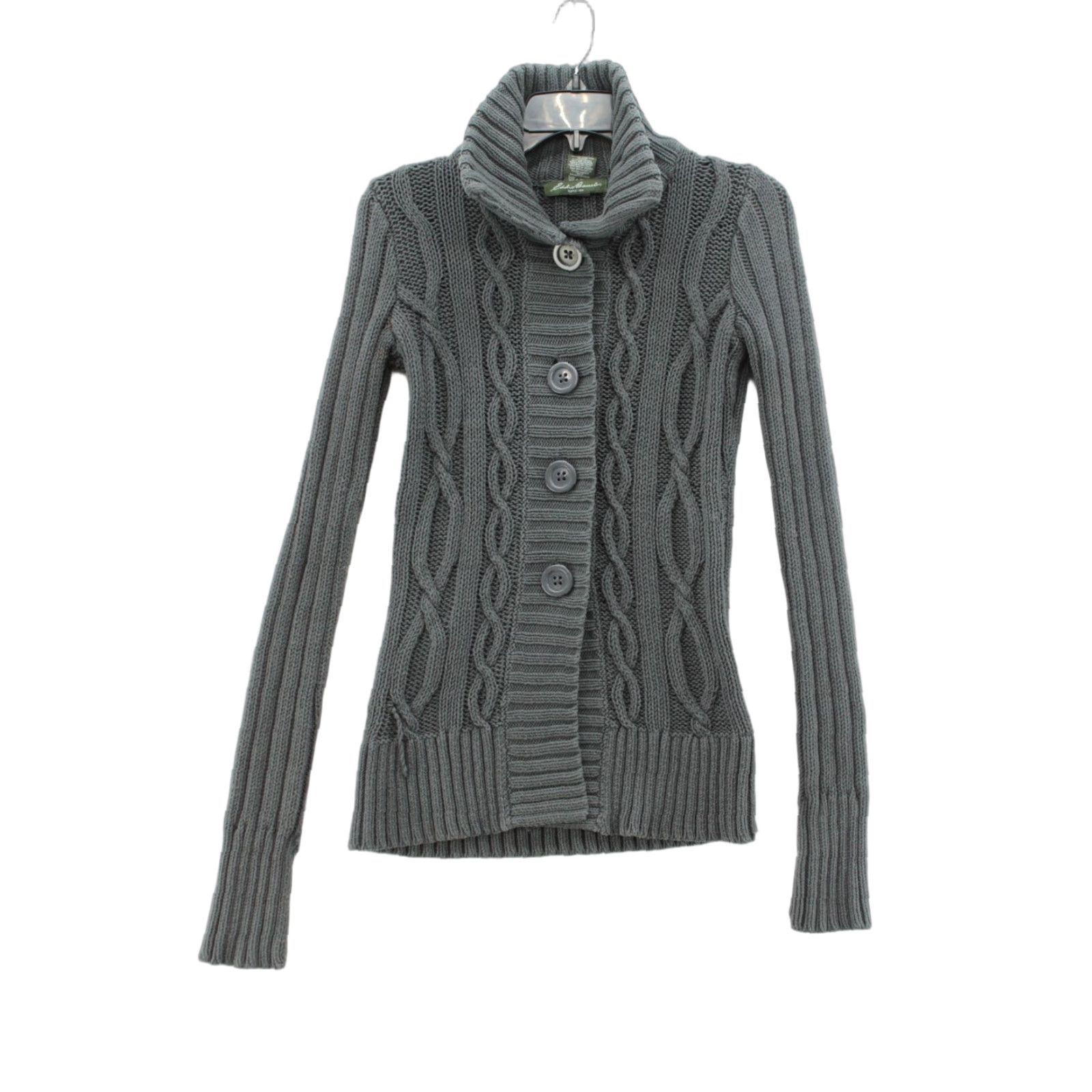 Eddie Bauer VINTAGE Eddie Bauer Chunky Cable Knit Cardigan Sweater Womans XS Green Ribbed Boho Size XS / US 0-2 / IT 36-38 - 1 Thumbnail