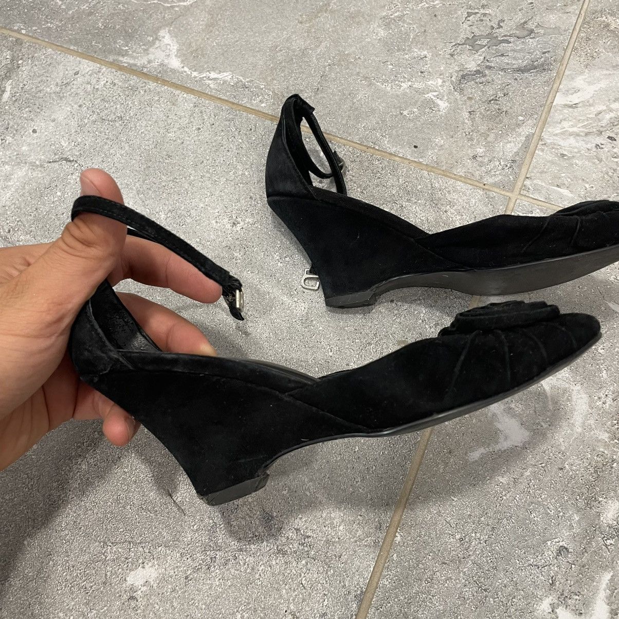 Handmade 🌹 black rose shoes boots like LOEWE miu prada Heel Sandals Size US 5 / IT 35 - 4 Thumbnail
