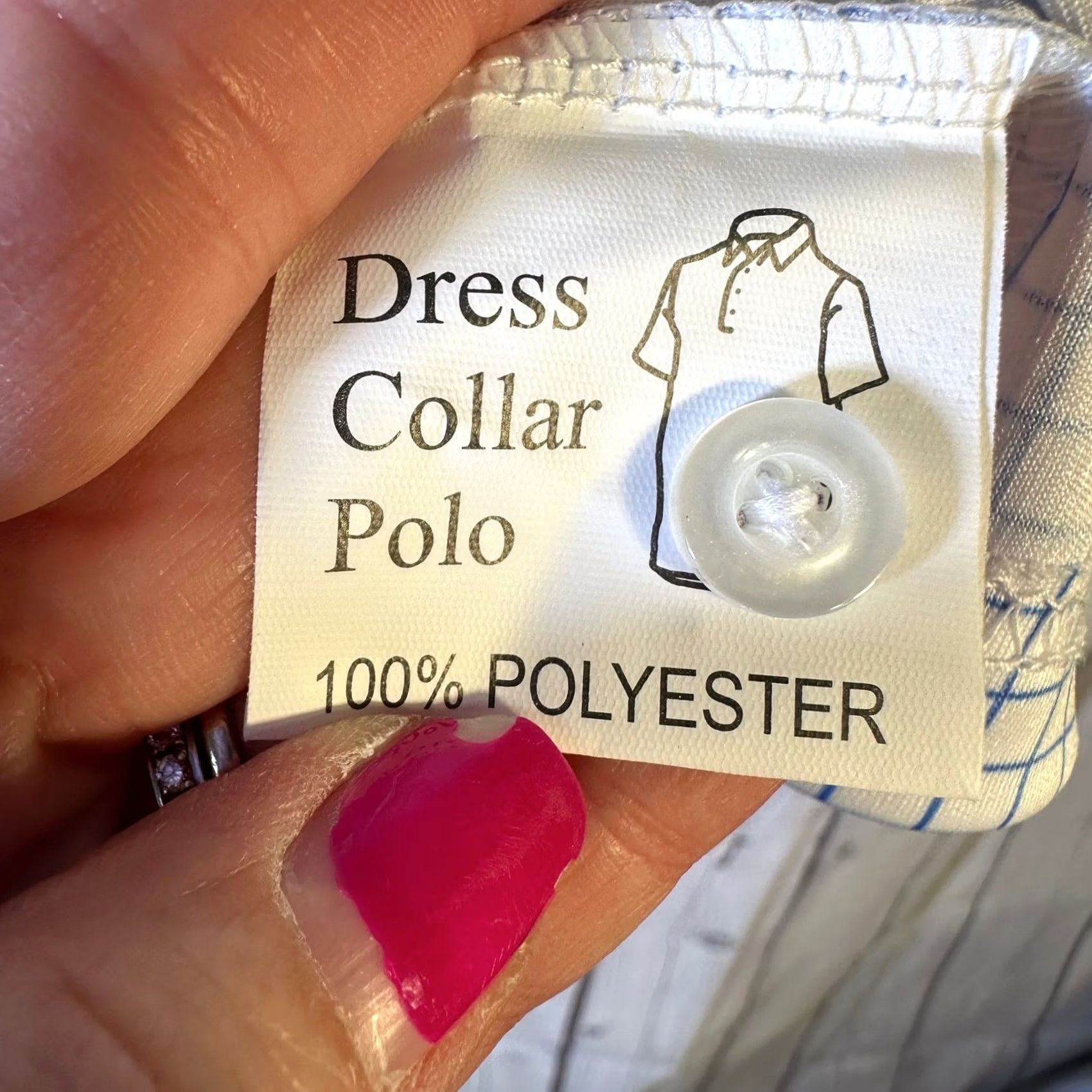 CO Collars & Co Mens Dress Collar Polo Shirt Blue White Windowpane Check Small NWT Size 36R - 5 Thumbnail