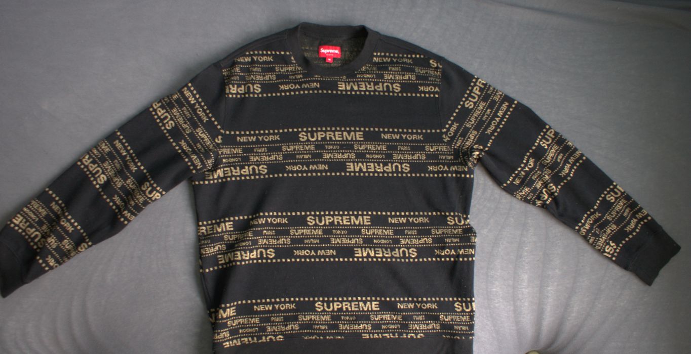 Supreme supreme metallic jacquard crewneck - black | Grailed