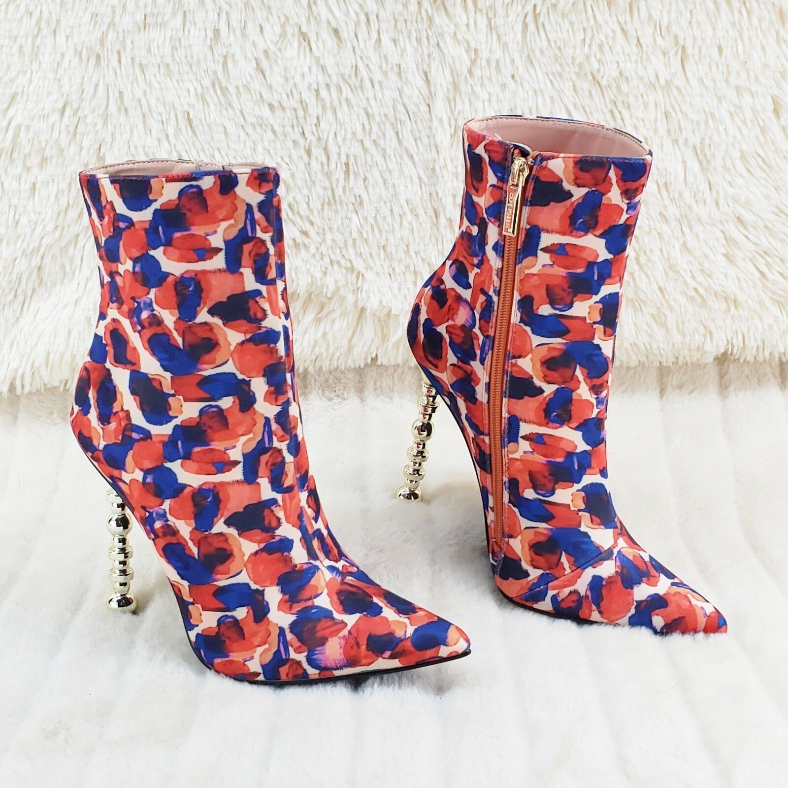 Other 5" Geo Deco High Heel Multi Color Print Pointy Toe Ankle Boo Size US 7 / IT 37 - 1 Thumbnail