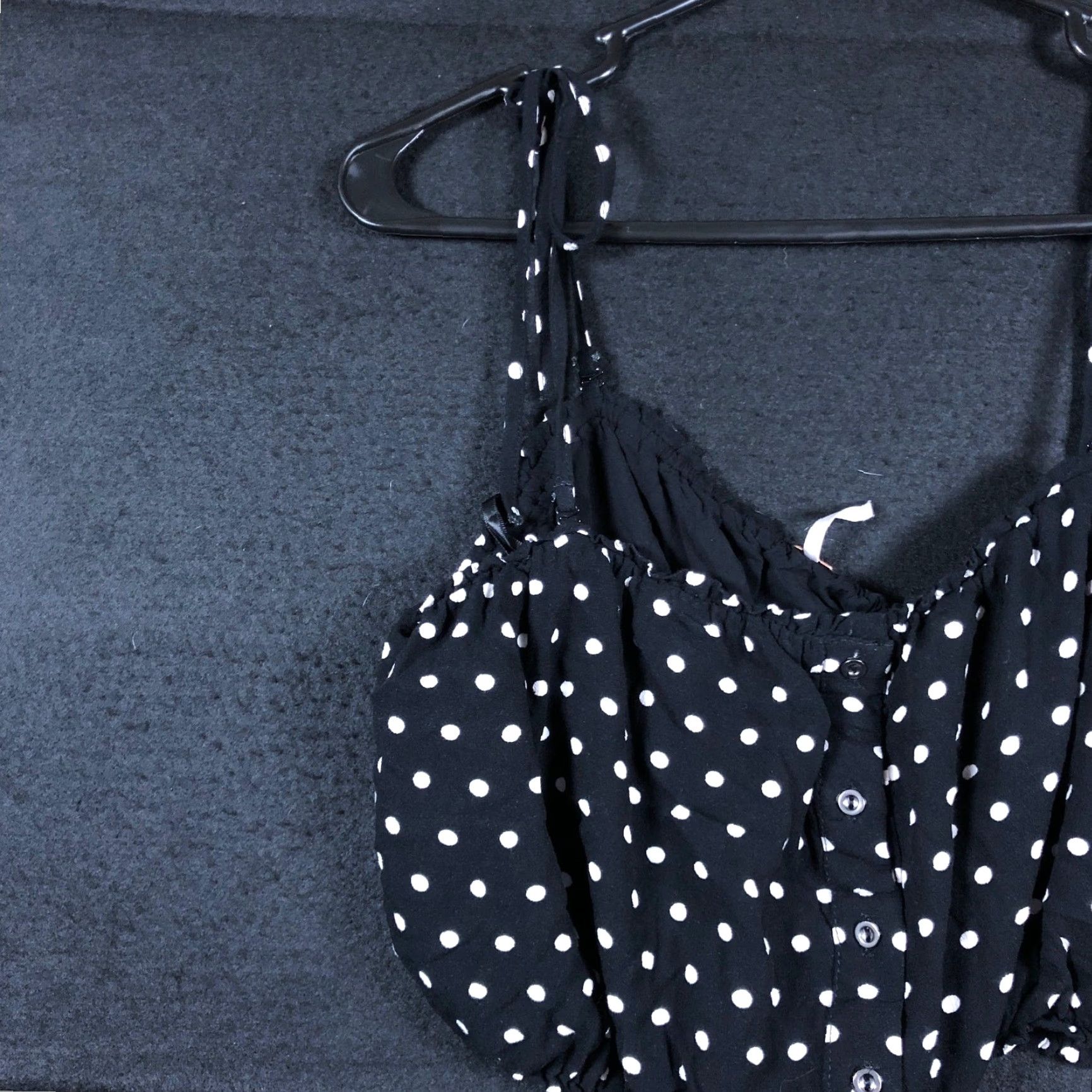 Free People Free People Blouse Womens Black White Polka Dot Tub Crop Adjustable Straps 8 Size M / US 6-8 / IT 42-44 - 3 Thumbnail