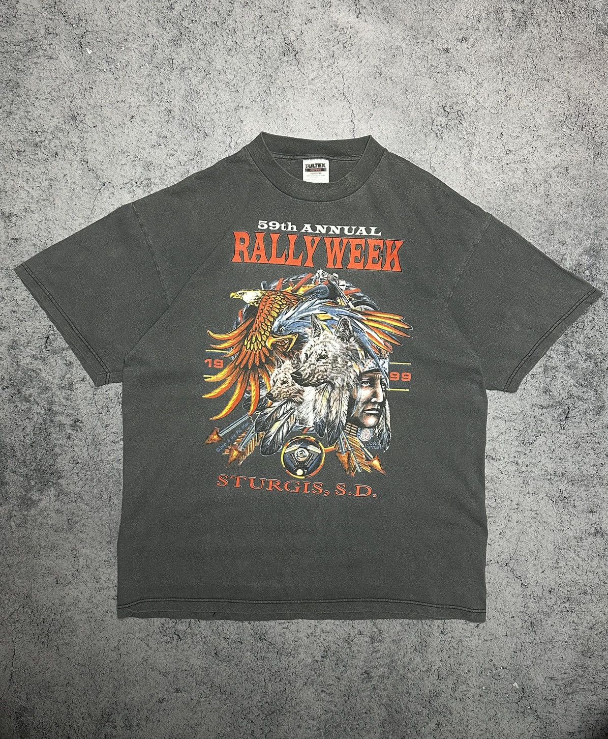 Tultex Vintage Rally Week 1999 59th Annual Tultex tag Tee Size US XL / EU 56 / 4 - 1 Thumbnail
