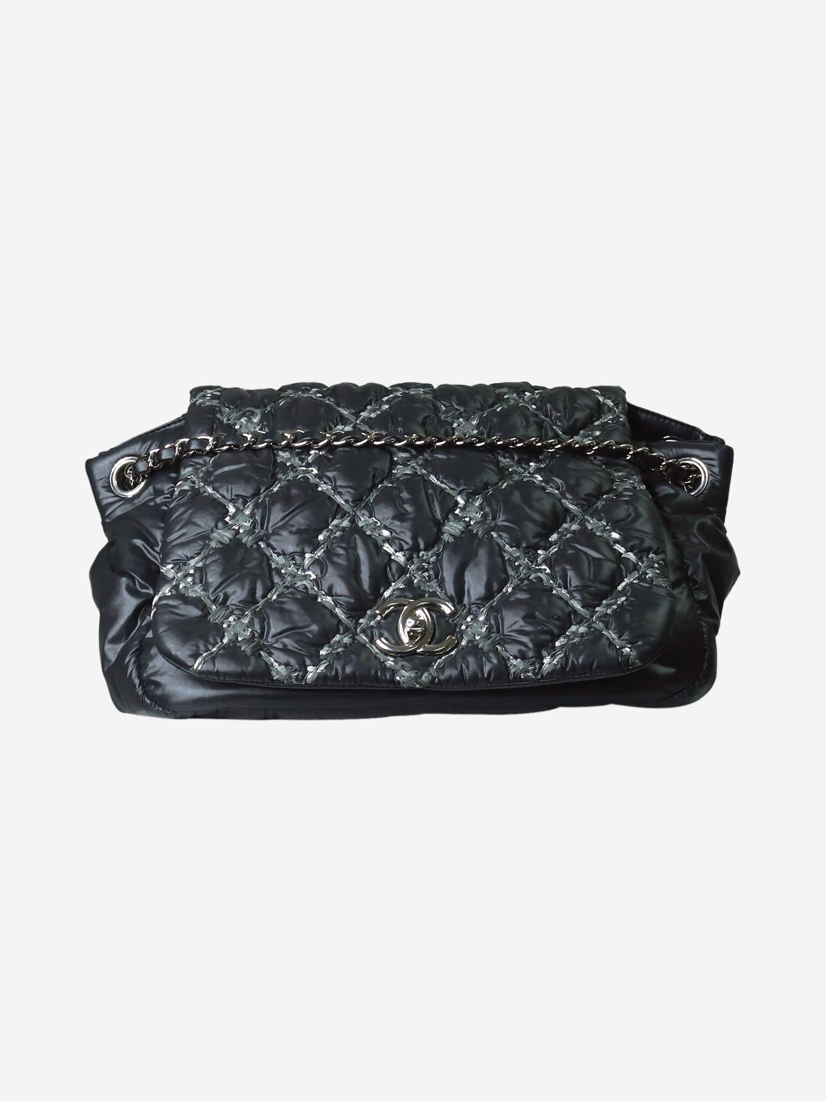image of Chanel Black 2010 Nylon Quilted Flap Bag, Women's