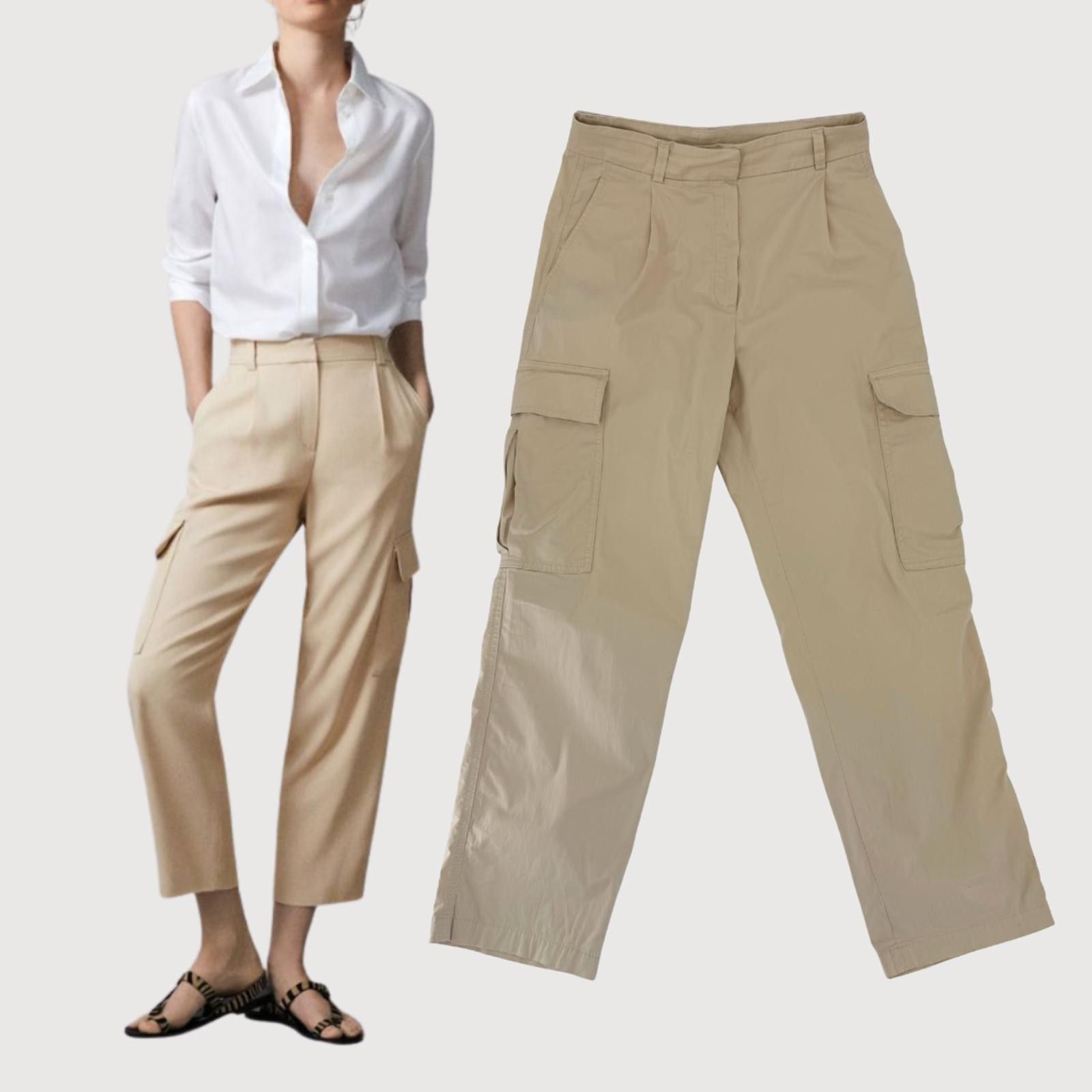 Massimo Dutti Massimo Dutti Cargo Chino Pants Relaxed Fit Khaki XS Size 27" / US 4 / IT 40 - 1 Thumbnail
