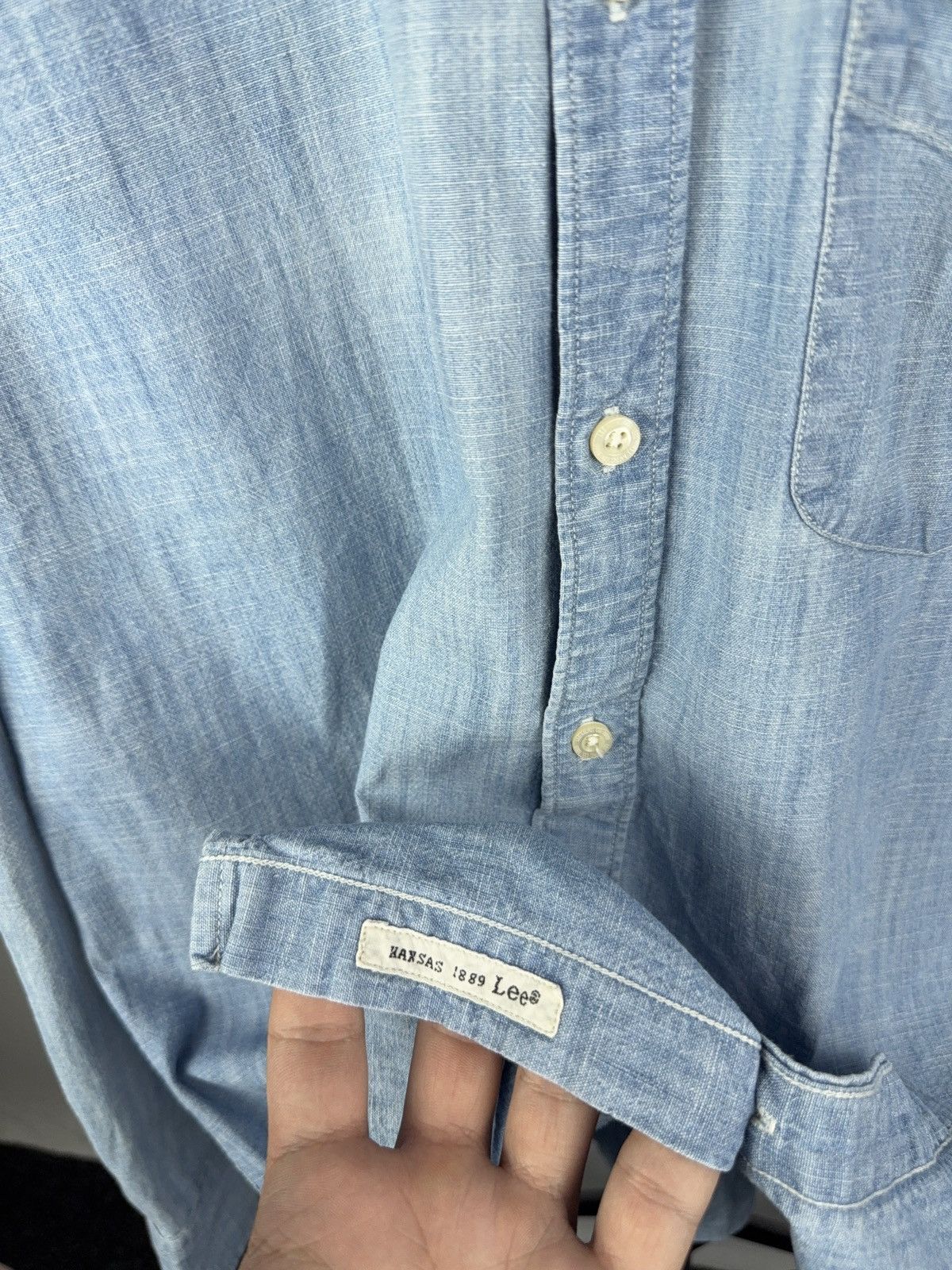 Lee Western Lee Light Denim Button-Down Shirt Vintage Style Size US XL / EU 56 / 4 - 5 Thumbnail