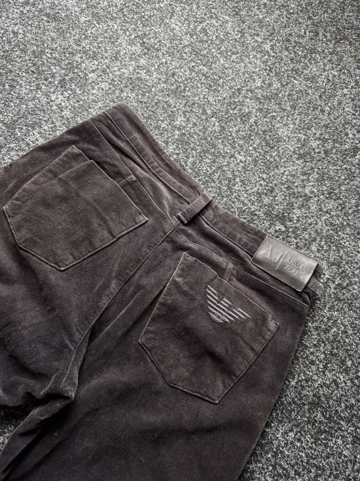 Armani Luxury 00s Armani Jeans AJ Velour Pants Brown Straight Y2K Size 28" / US 6 / IT 42 - 19 Thumbnail