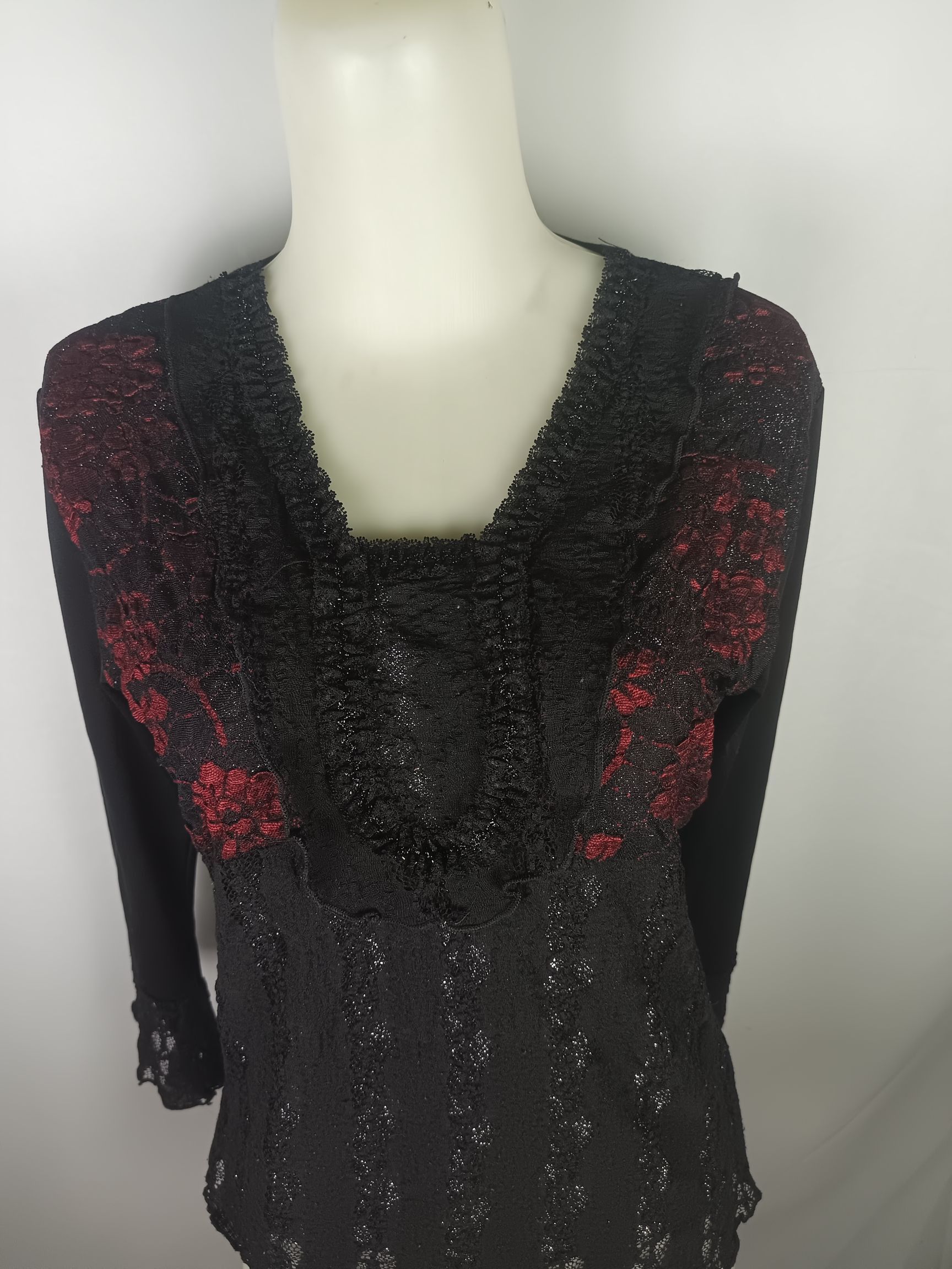 Japanese Brand × Vintage Women's Black Lace Blouse Size M / US 6-8 / IT 42-44 - 2 Thumbnail