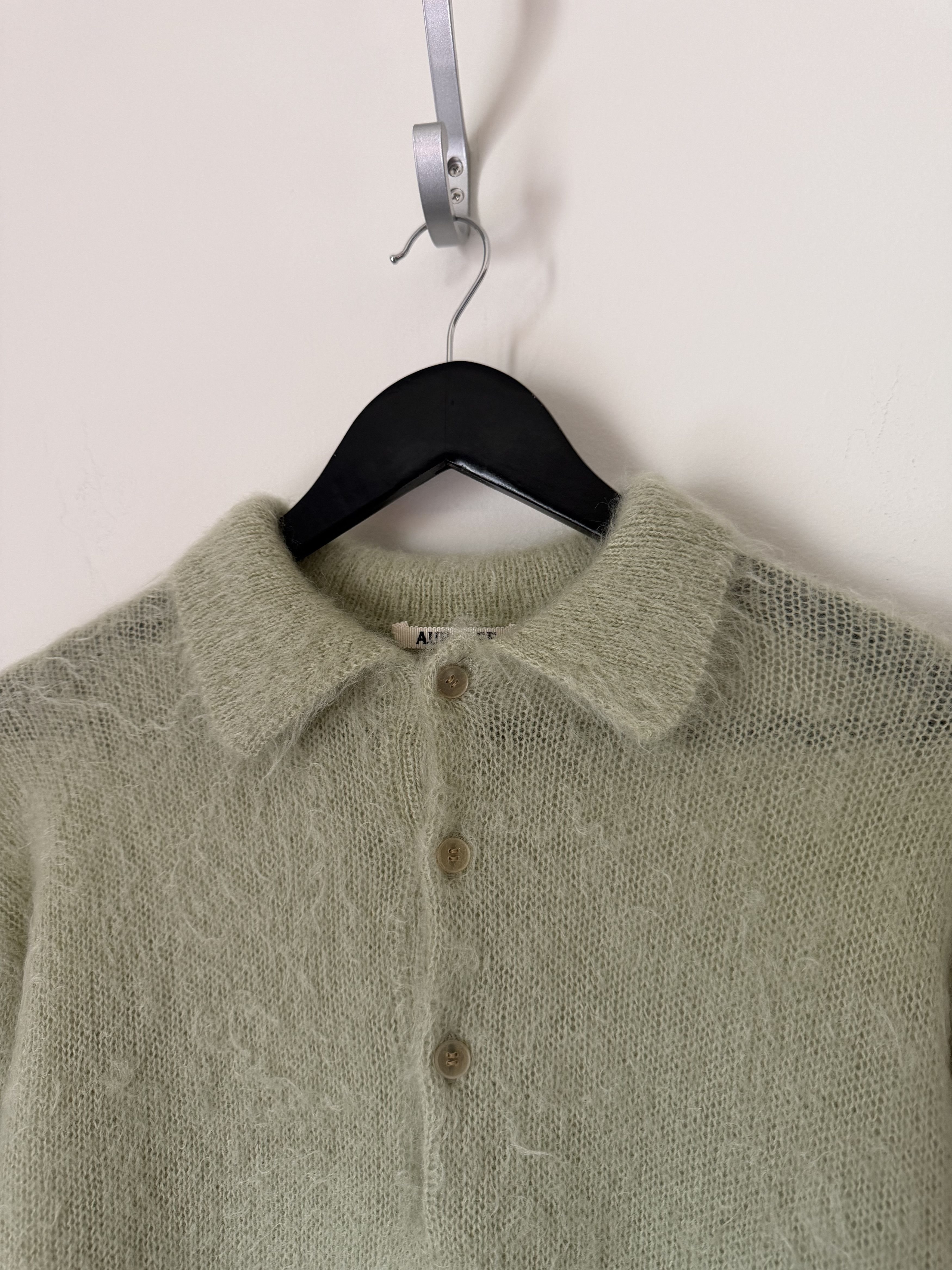 Auralee Auralee Brushed Super Kid Mohair Knit Polo in Khaki Green Size US L / EU 52-54 / 3 - 2 Thumbnail