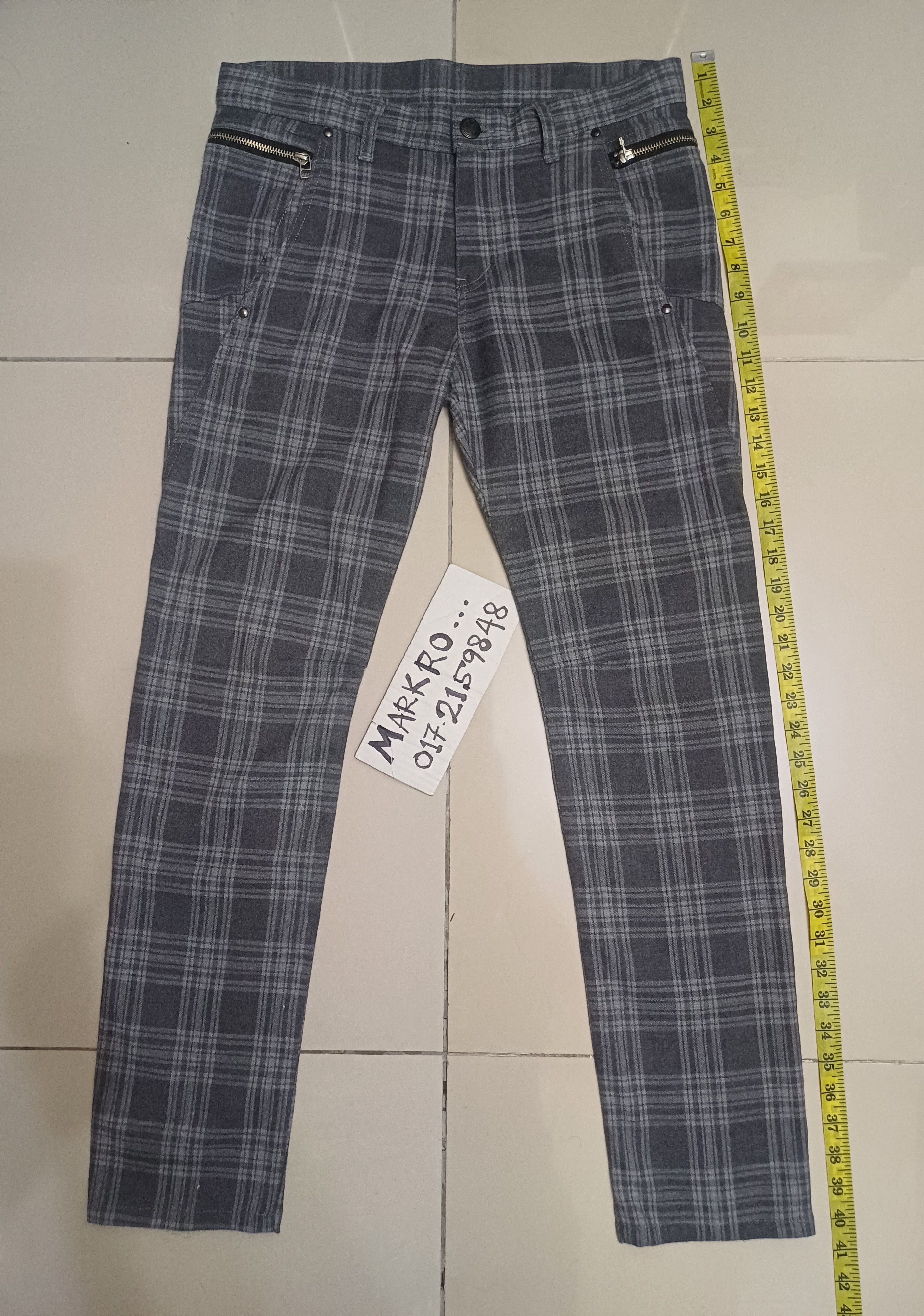 image of Hysteric Glamour x Seditionaries Awesome Shadow Plaid Pants Punk.. Bondage in Grey, Men's (Size 31)