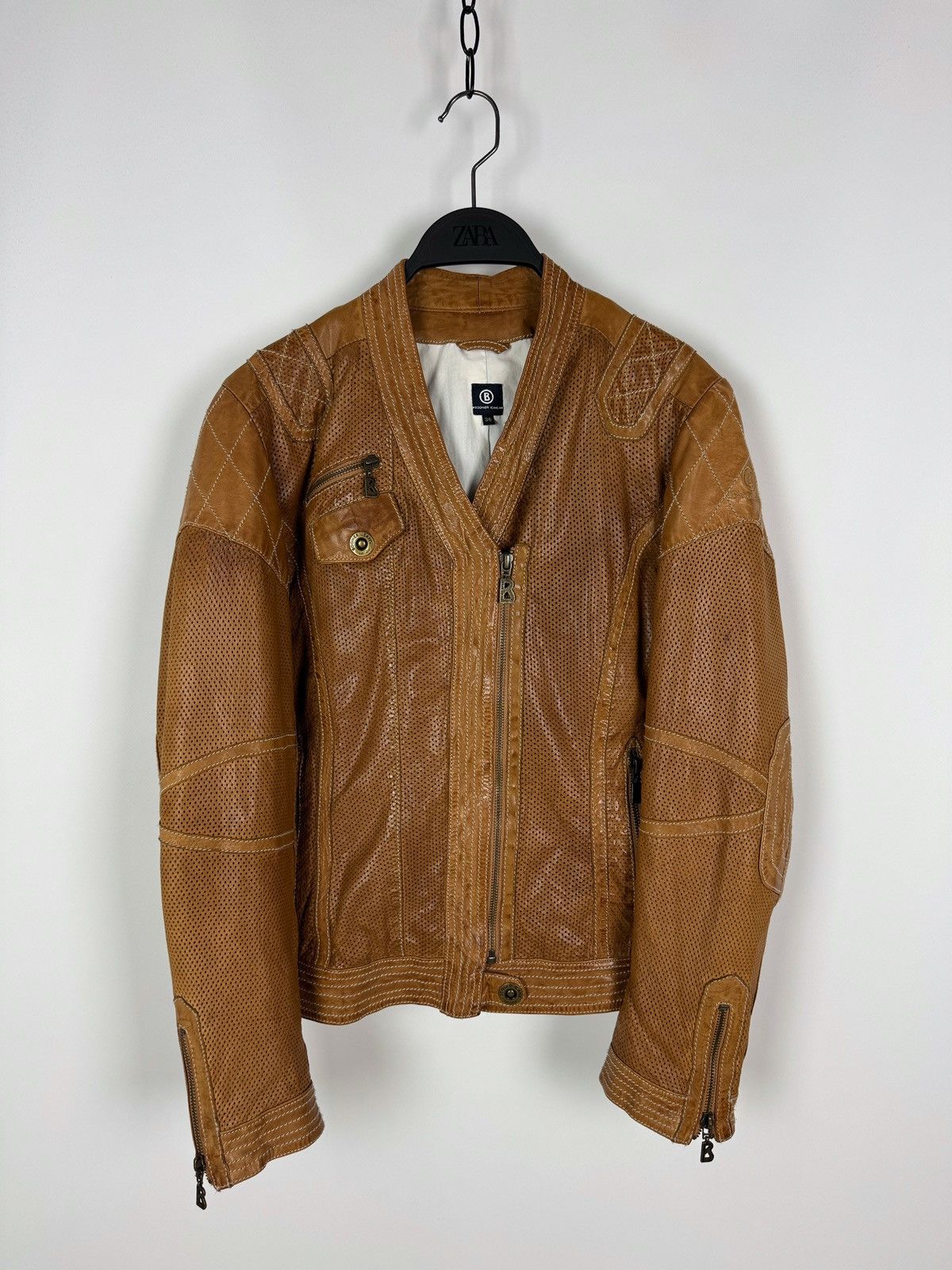Bogner Bogner Jeans Perforation Brown Women’s Leather Jacket Size XS / US 0-2 / IT 36-38 - 2 Thumbnail